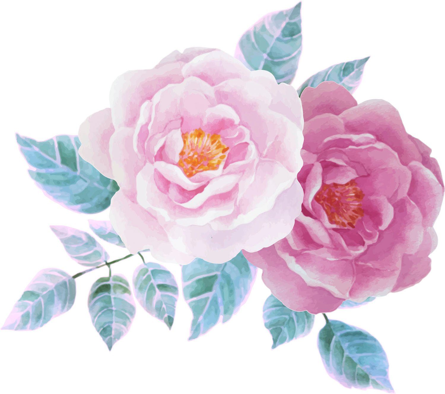 queence Wandfolie Lina Muurdecoratie, sticker, roze, bloem, bloei, zelfklevend, pastelkleuren (1 stuk) wandstickers maat 80 cm x 80 cm roze