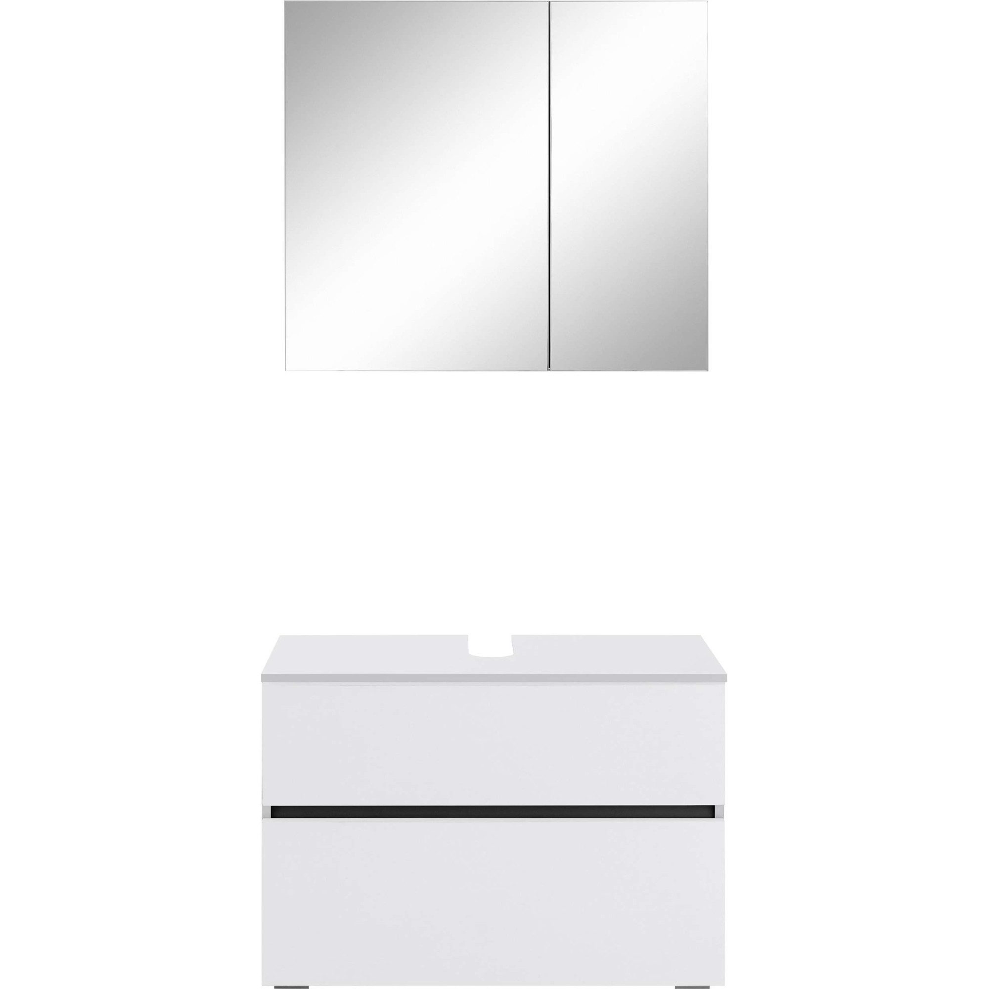 Home affaire Badmeubelset Wisla Spiegelschrank, WBU met sifonaansluiting en push-to-open, breedte 80 cm (set, 2 stuks)