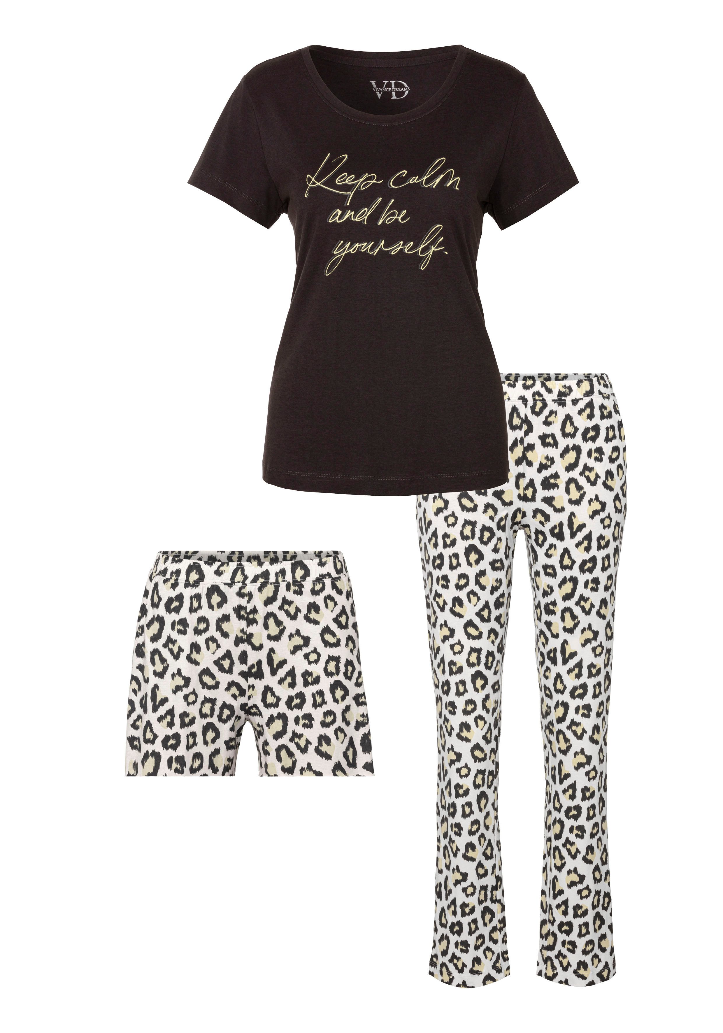 Vivance Dreams Pyjama met luipaardprint (set, 3-delig, 3-delig)