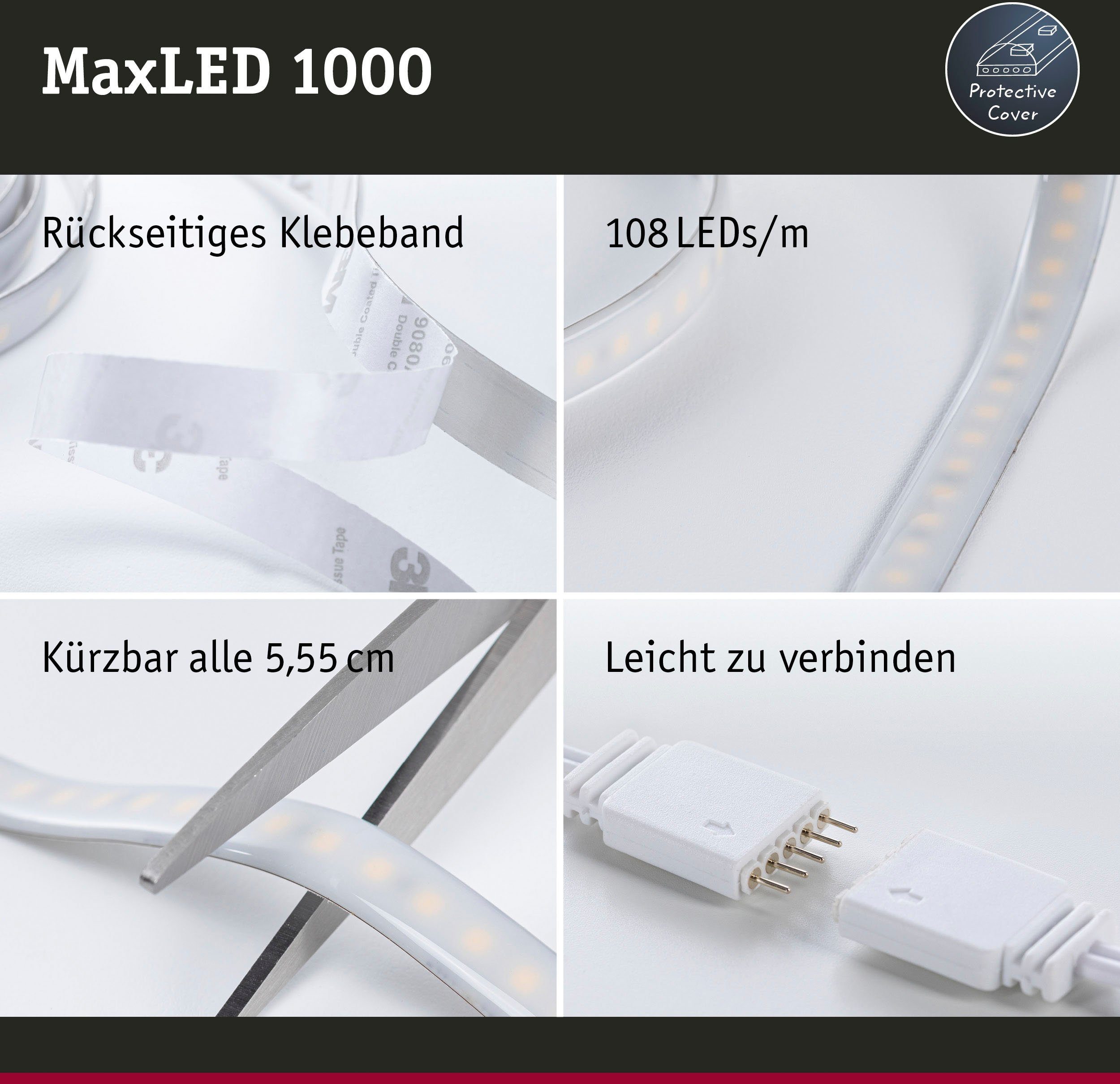 Paulmann Led-strepen MaxLED1000 Basisset 1,5m IP44 Deksel 2700-6500K 17W 230/24V 40VA zilverkleur