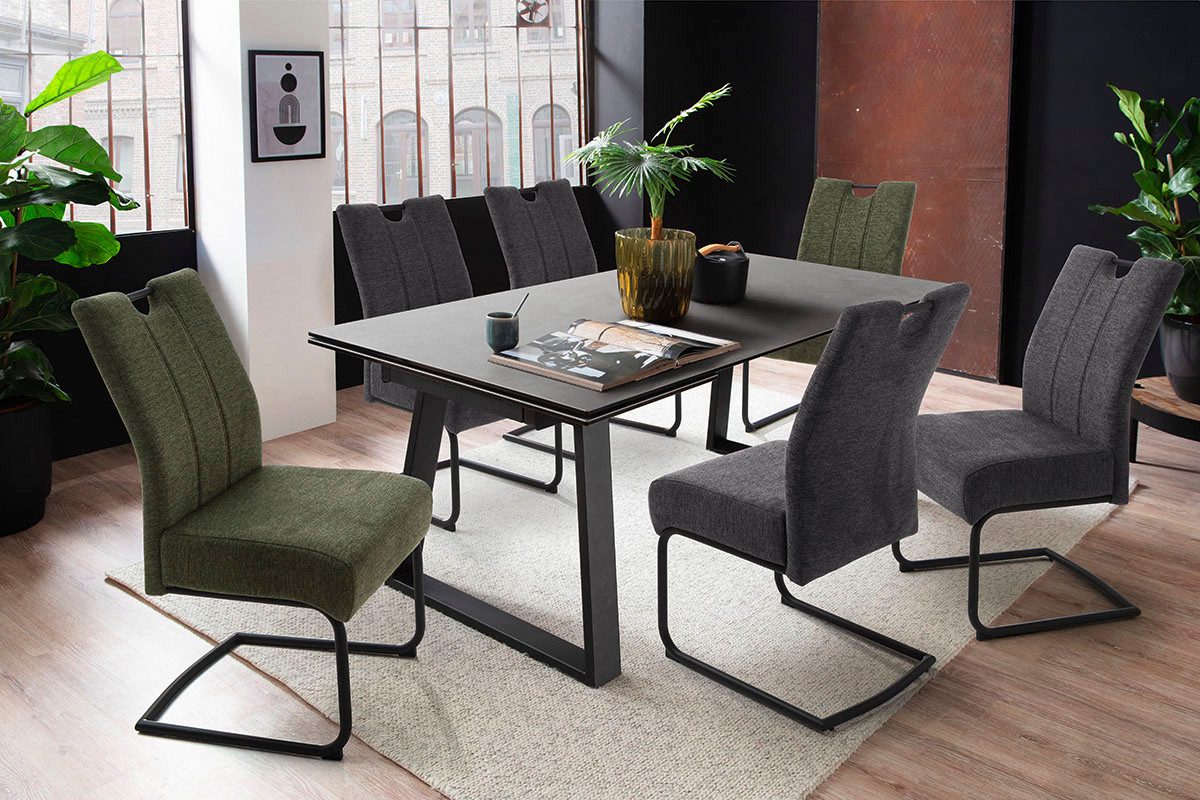 MCA furniture Eettafel NARBONNE onderstel tafel 200-300 cm Keramiek, metaal, eindschuif, uittrekbaar, tafelblad 13 mm, 10-12 personen