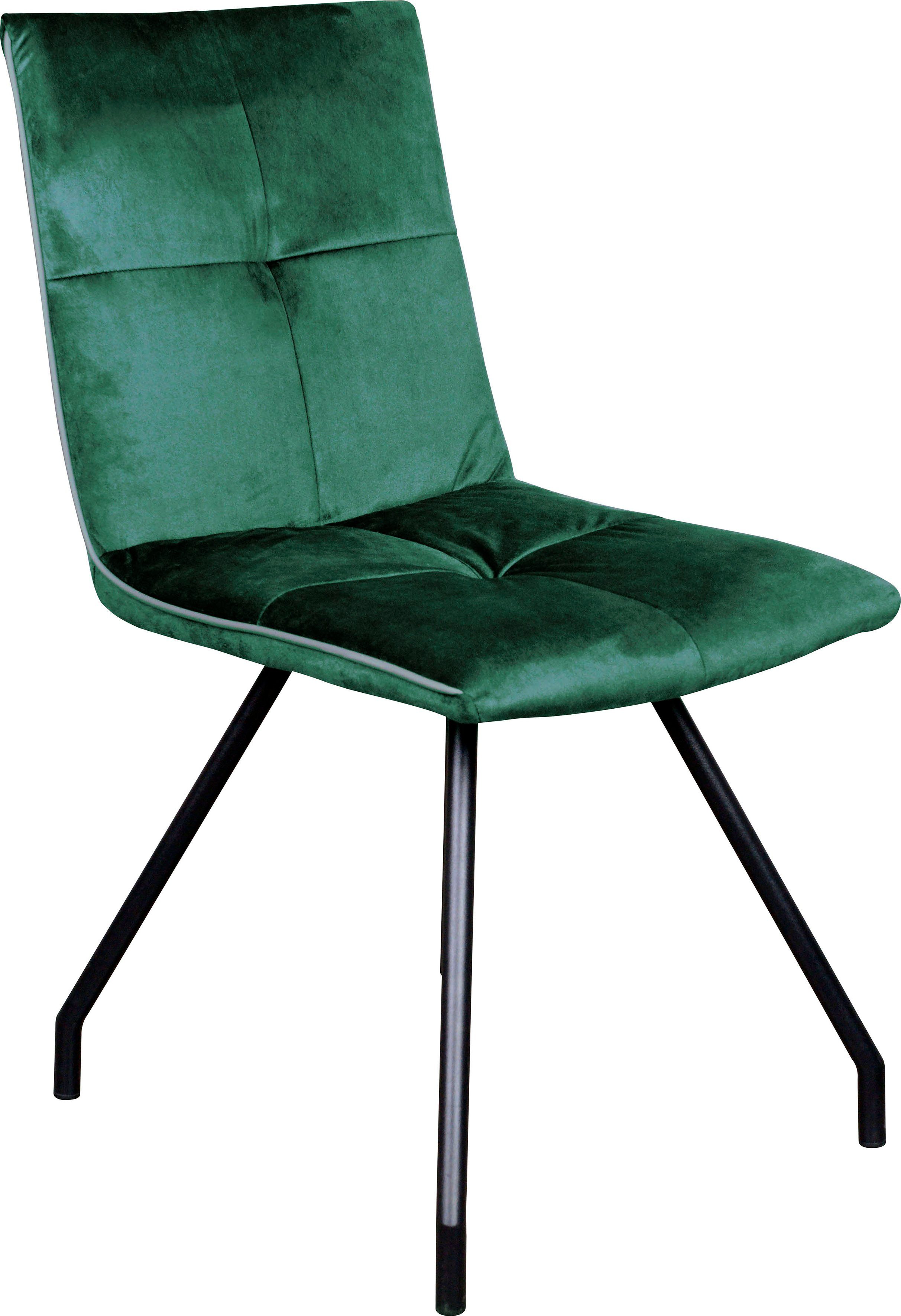 Kayoom Stoel Eaden 125 2-delige set, fluweelachtige stofbekleding, bies van kunstleer stijlvol, onderhoudsvriendelijk, eigentijdse kleurstelling, fluweelachtige stofbekleding (set, 2 stuks)