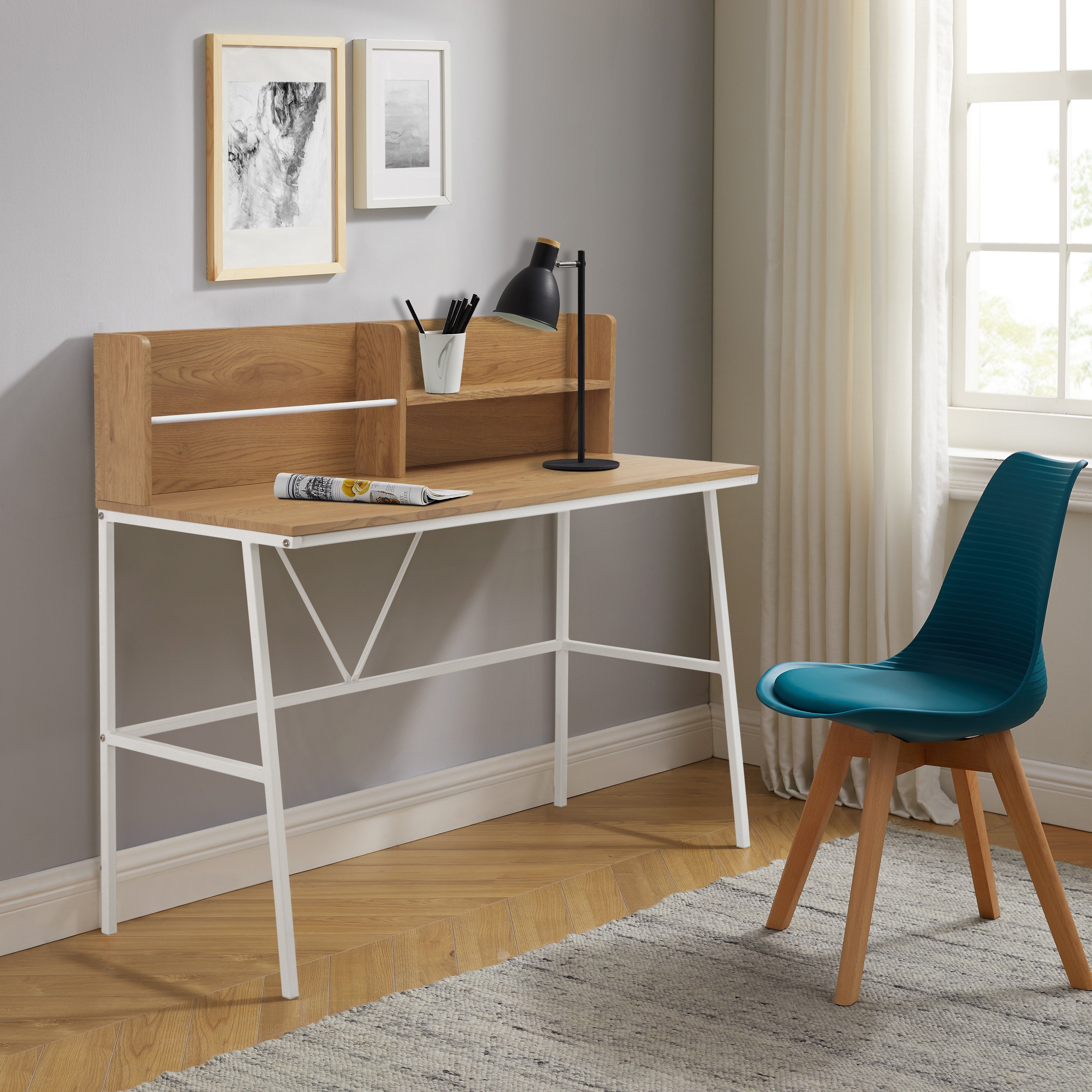 INOSIGN Bureau Jaxson wit frame van metaal, breedte 120 cm (1 stuk)