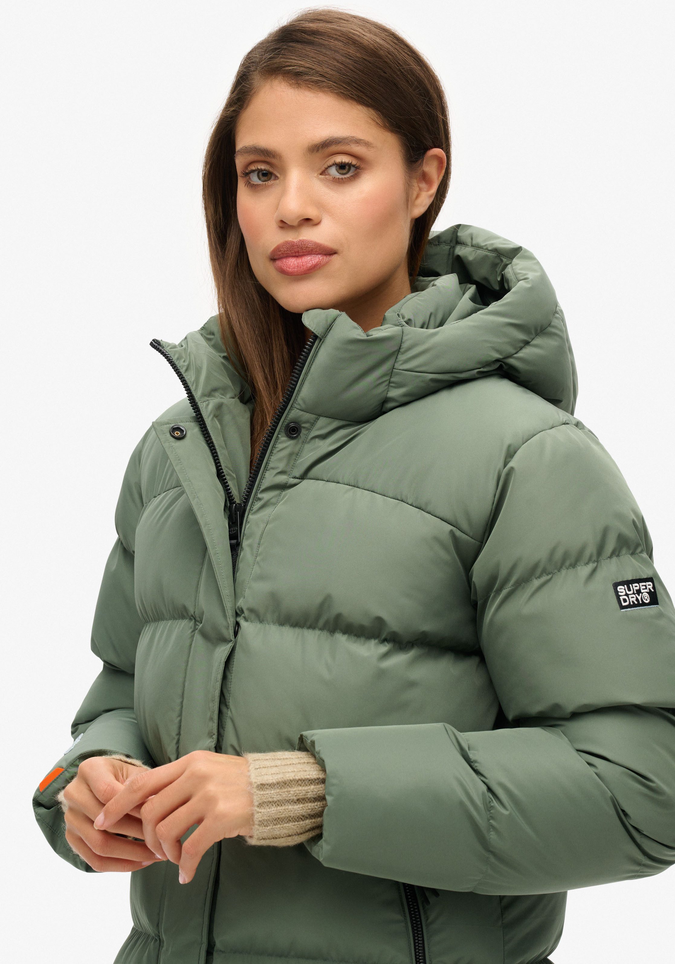 Superdry Gewatteerde jas HOODED LONGLINE SPORTS PUFFER
