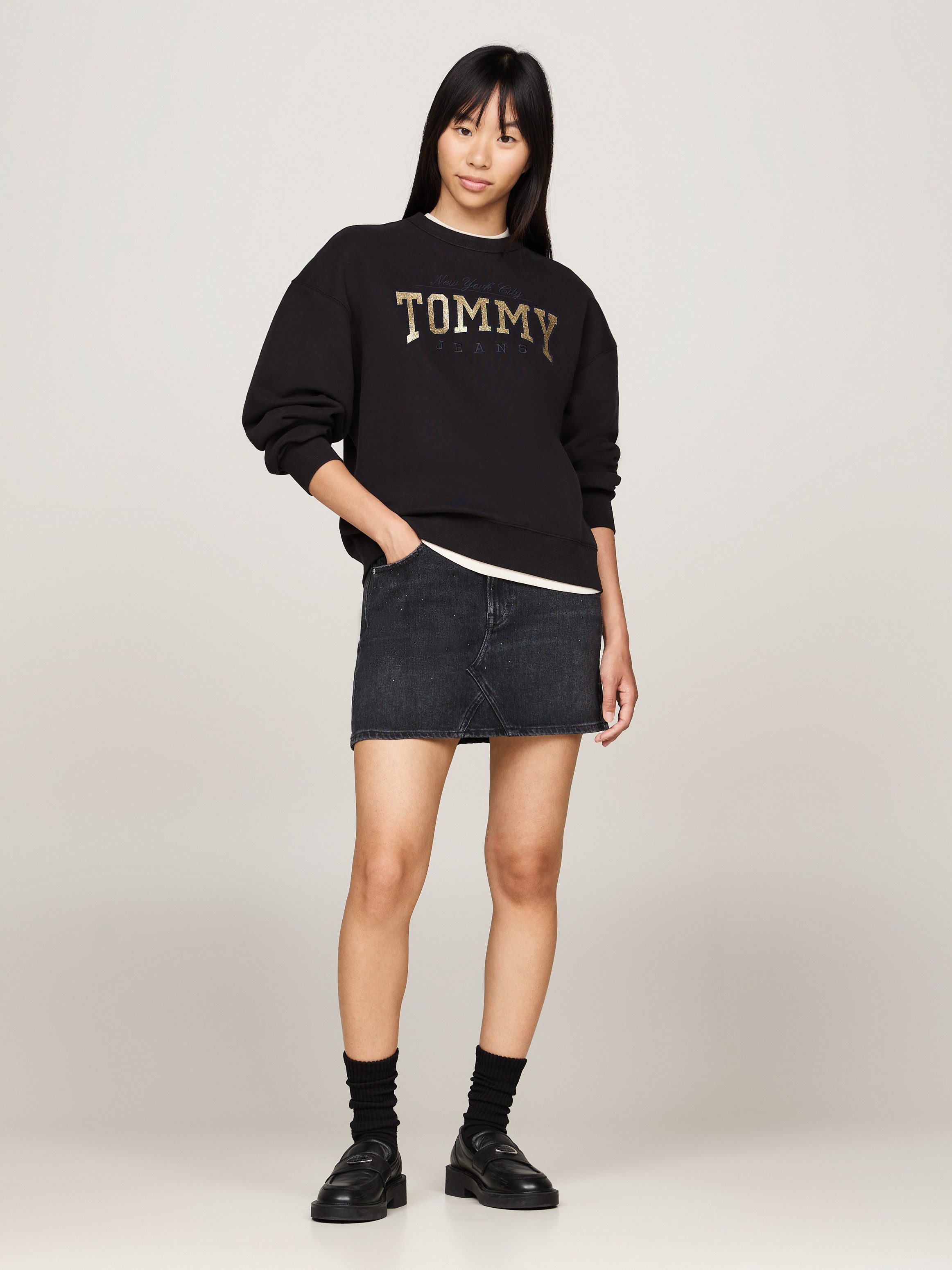 TOMMY Jeans rok IZZIE MR MN SKIRT DH6182 in used-look, in 5-pocket-stijl