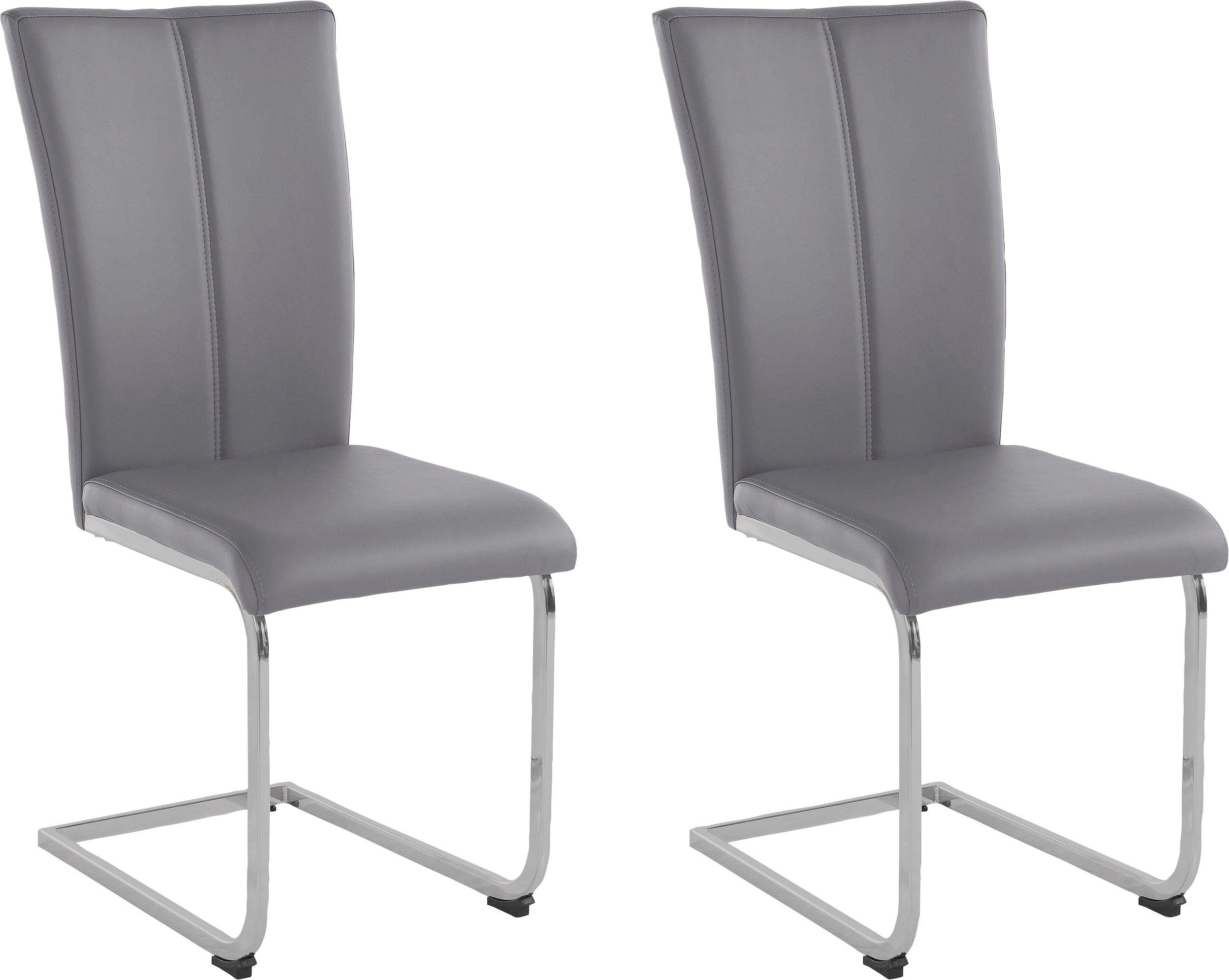 Home affaire Vrijdragende stoel Alex Stoel belastbaar tot 120 kg, frame in chroom-look (set, 2 stuks) zweefstoelen grijs