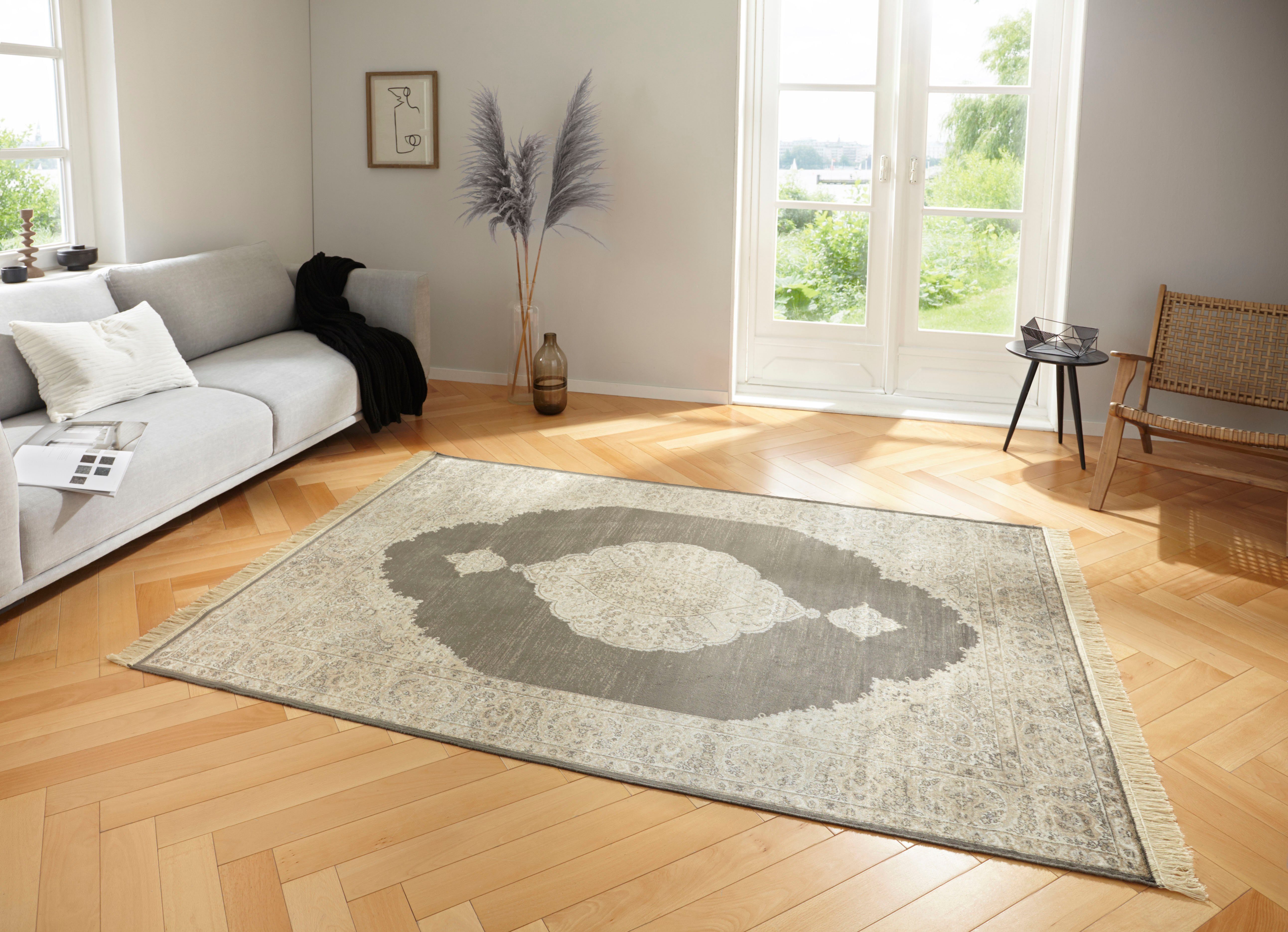 NOURISTAN Design-vloerkleed Medaillon Hamun Viscose met franje, oriënt design