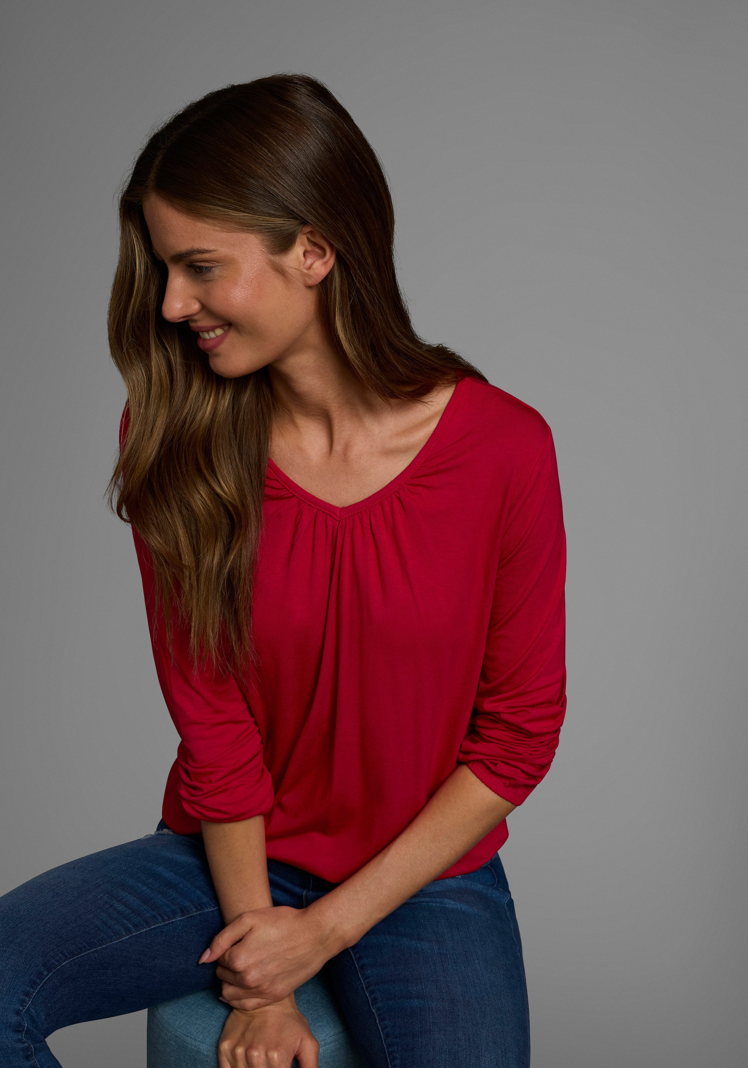 Flashlights Shirt met lange mouwen figuurvolgende snit, van viscosemix (2-delig, Set van 2)
