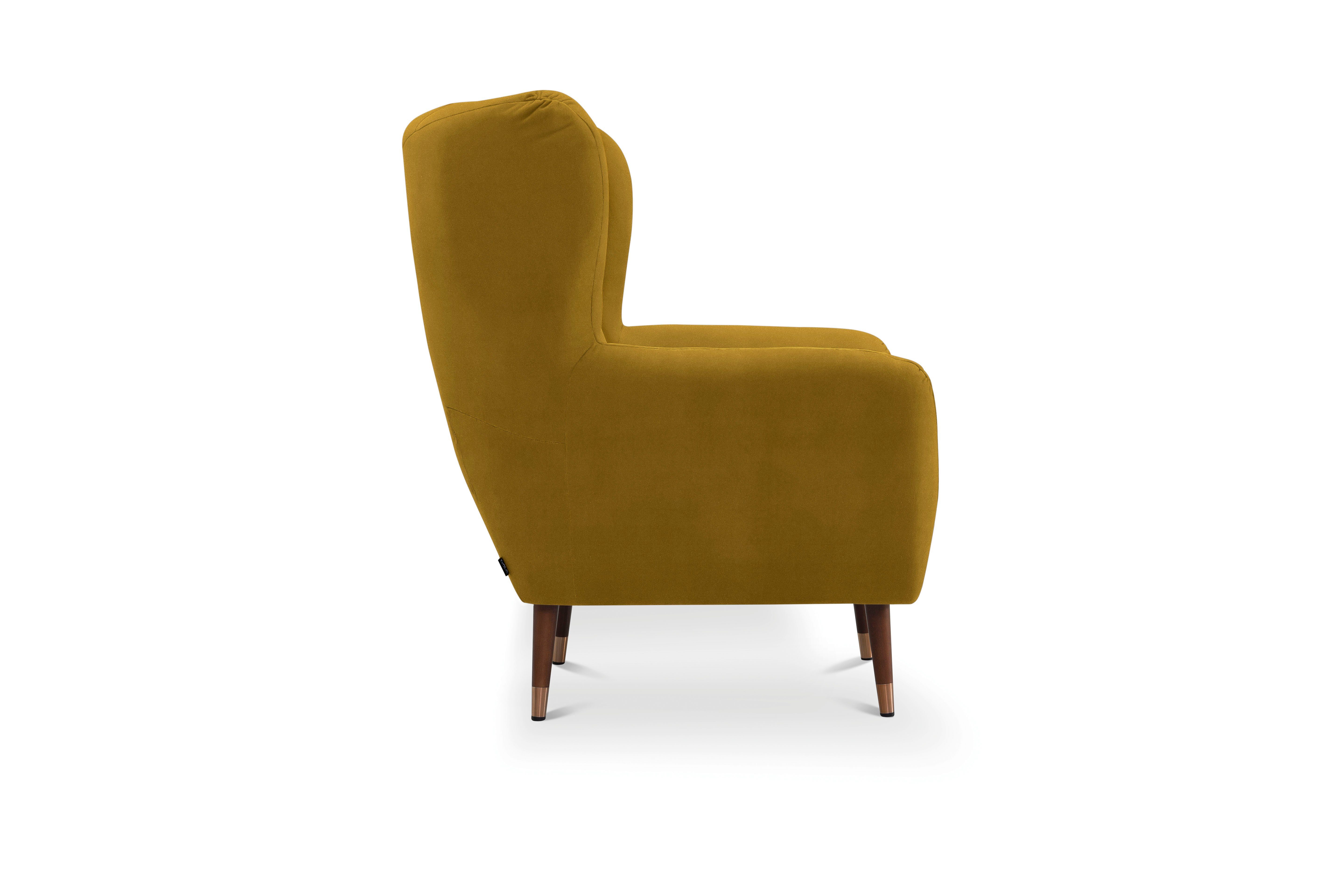 exxpo - sofa fashion Fauteuil Polly, oorfauteuil, loungestoel comfortabel met hoge rugleuning, hoge poten, hoogwaardige bekledingen