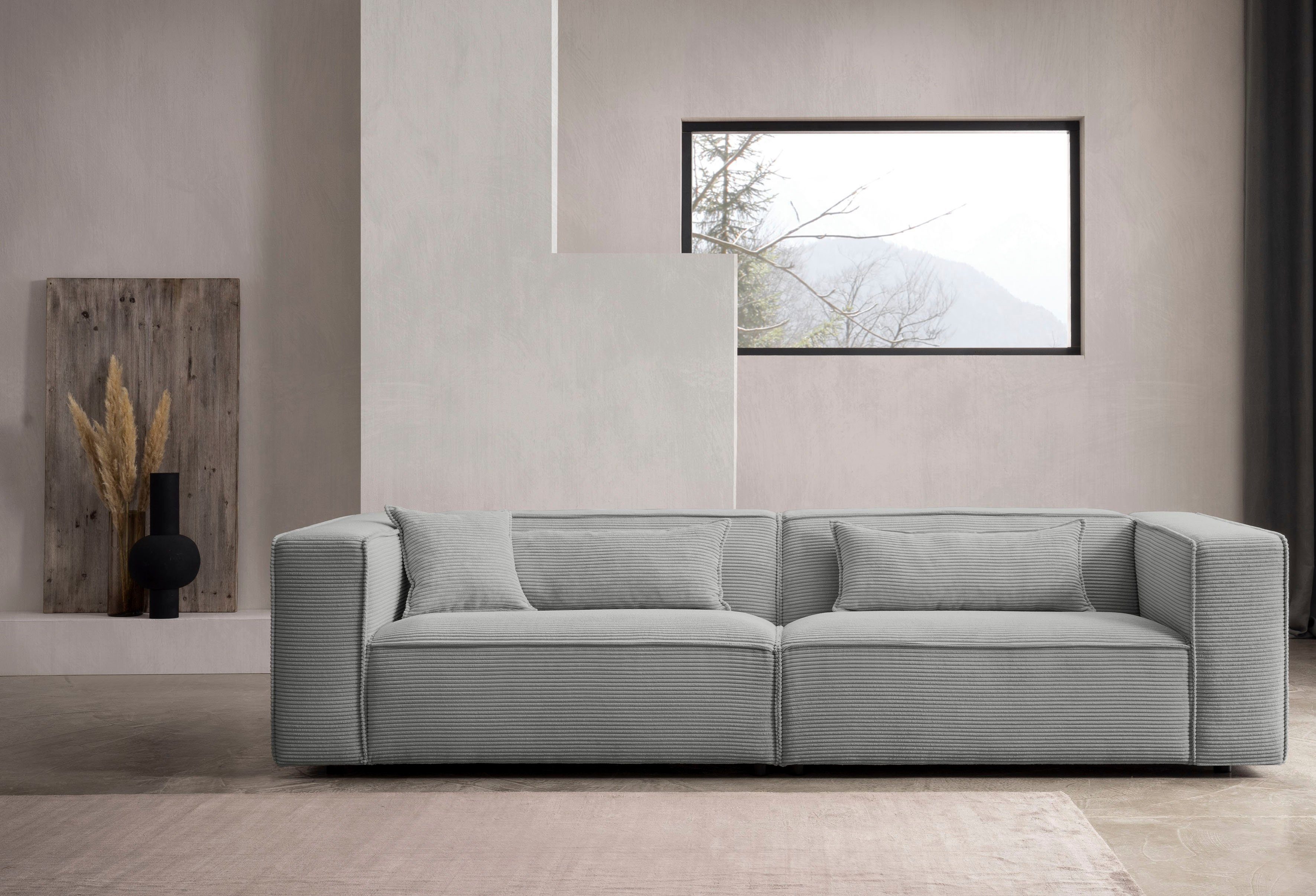 LeGer Home by Lena Gercke 3-zitsbank PIARA, bank met biesnaad, sofa in cord of linnenlook