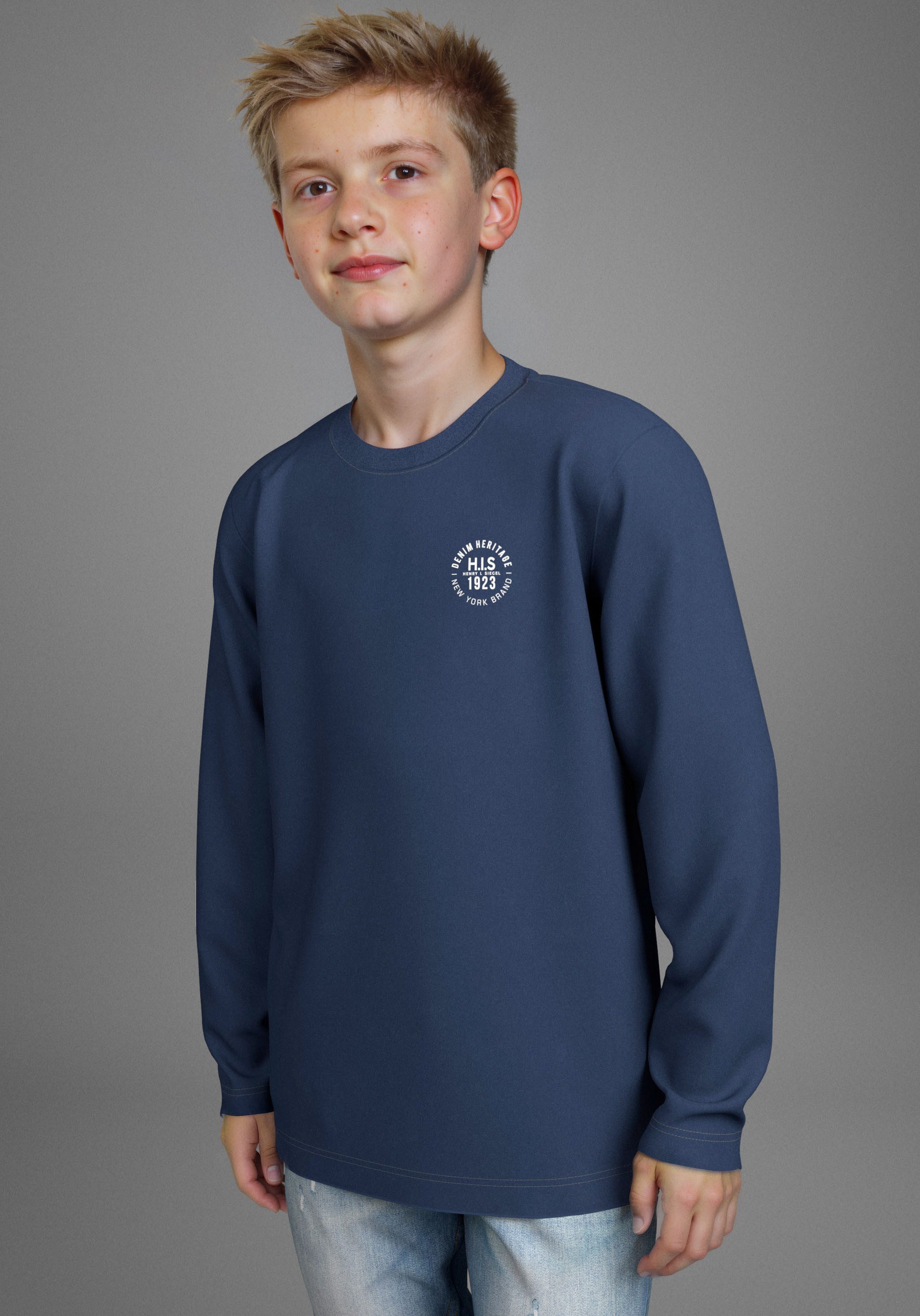 H.I.S Shirt met lange mouwen 2-pack shirts met logo-opdruk (set, 2-delig, 2)