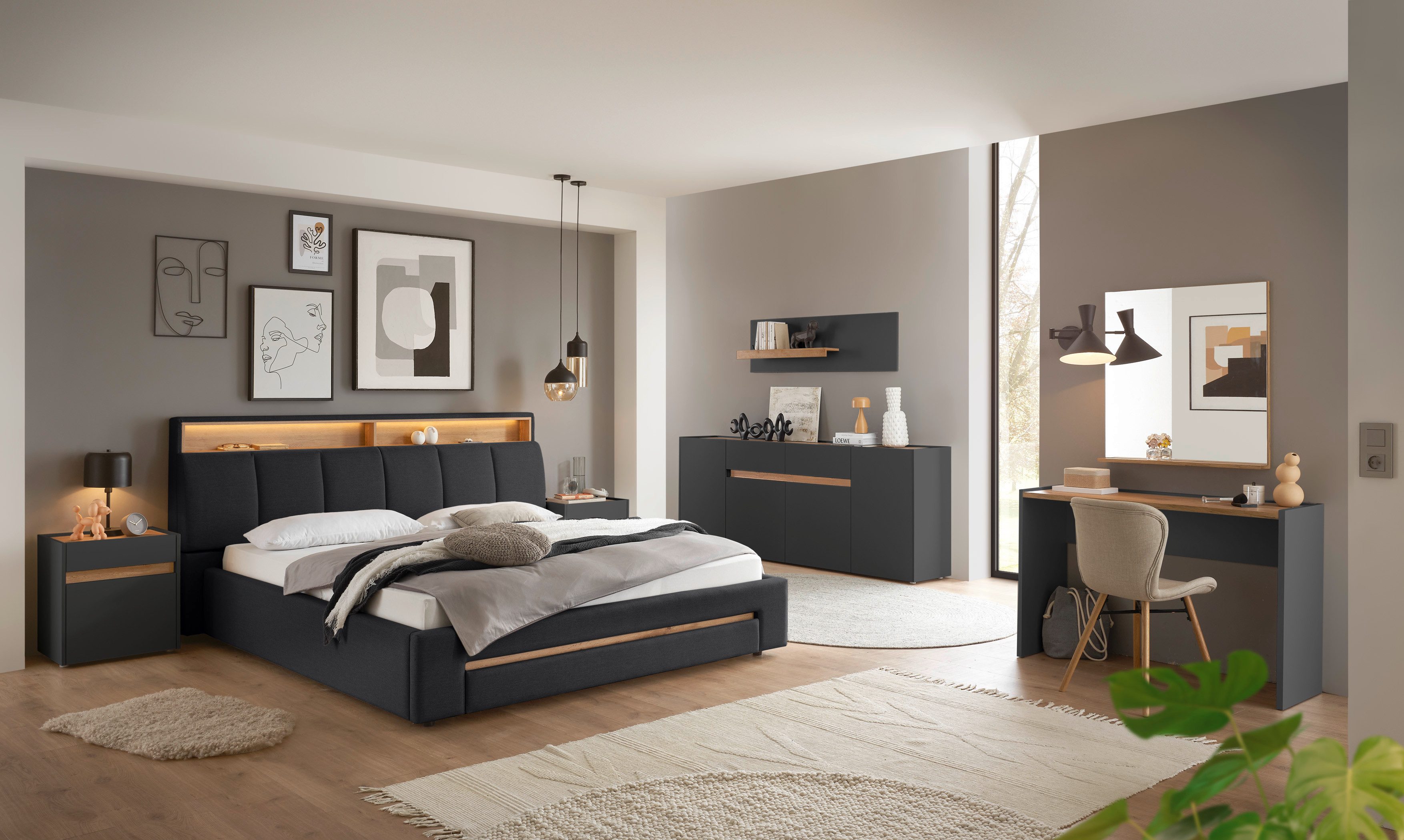 INOSIGN Gestoffeerd bed CiTY/GiRON,, gepolsterd opbergbed, met LED-verlichting Bedkisten met hondenbed of als opbergruimte, opklapbare hoofdeinden