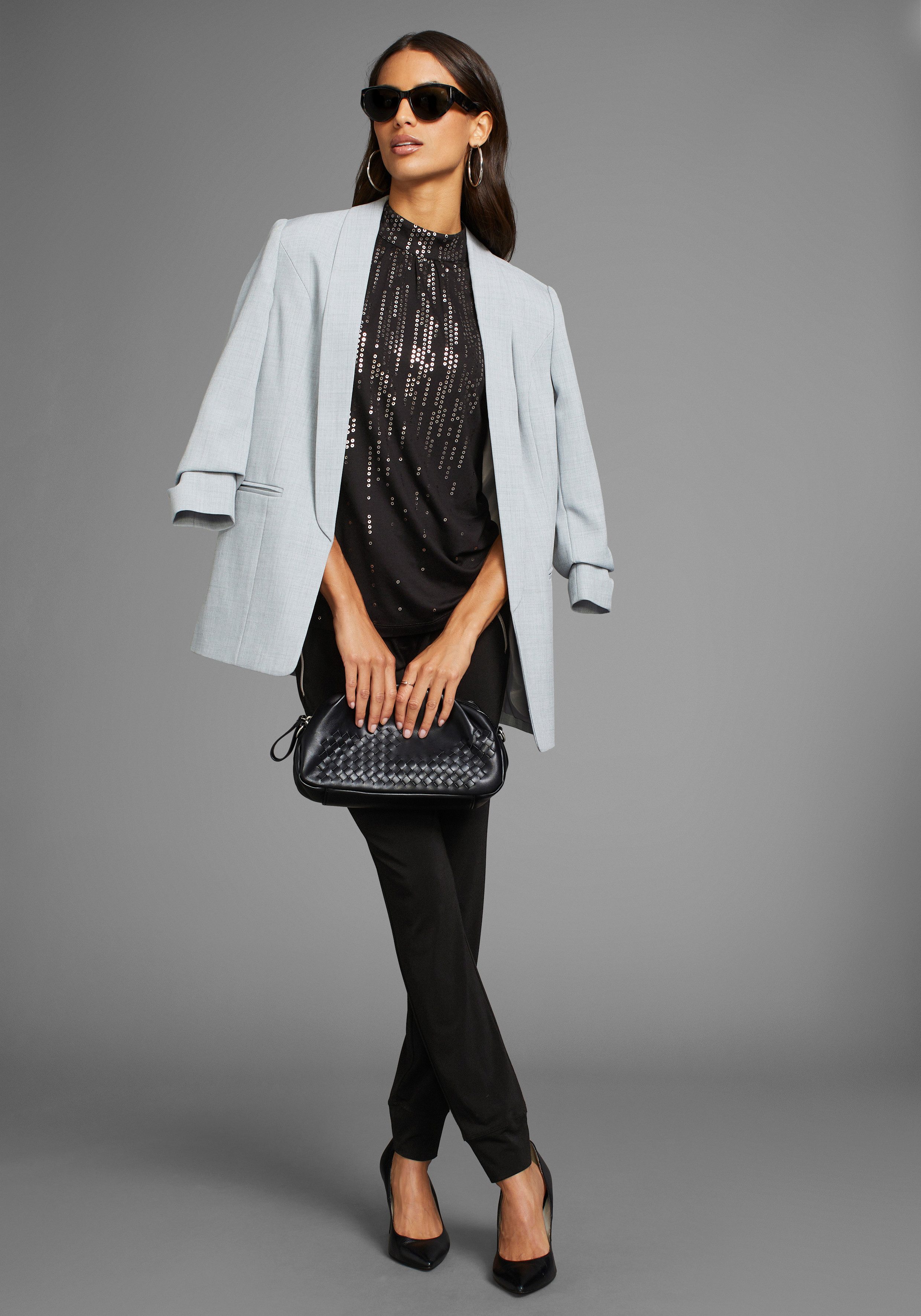 Laura Scott Lange blazer met aangerimpelde mouwen