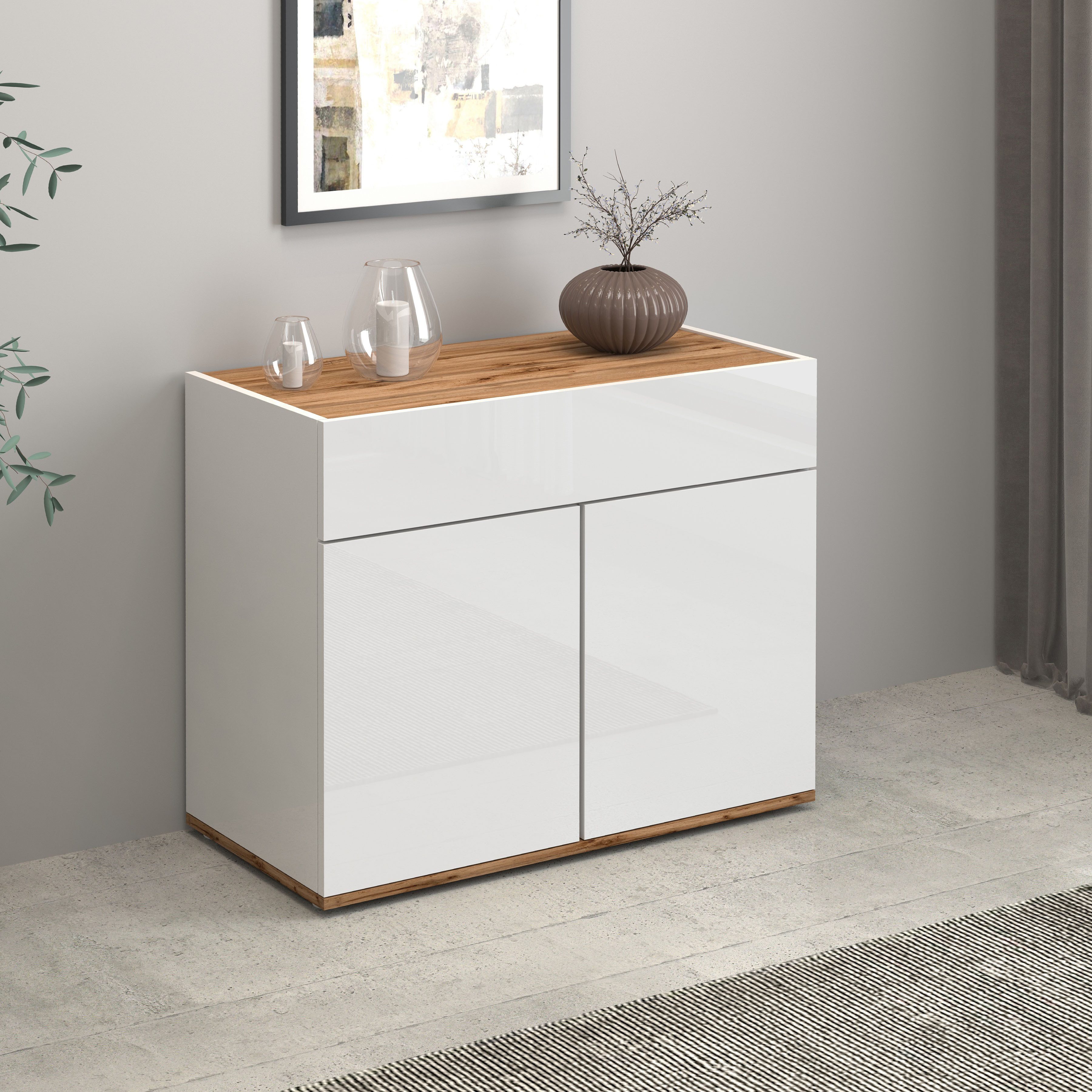 INOSIGN Dressoir Garda, Ladekast, Kast, Buffet 2 deuren, 1 lade, greeploos breedte 80,9 cm