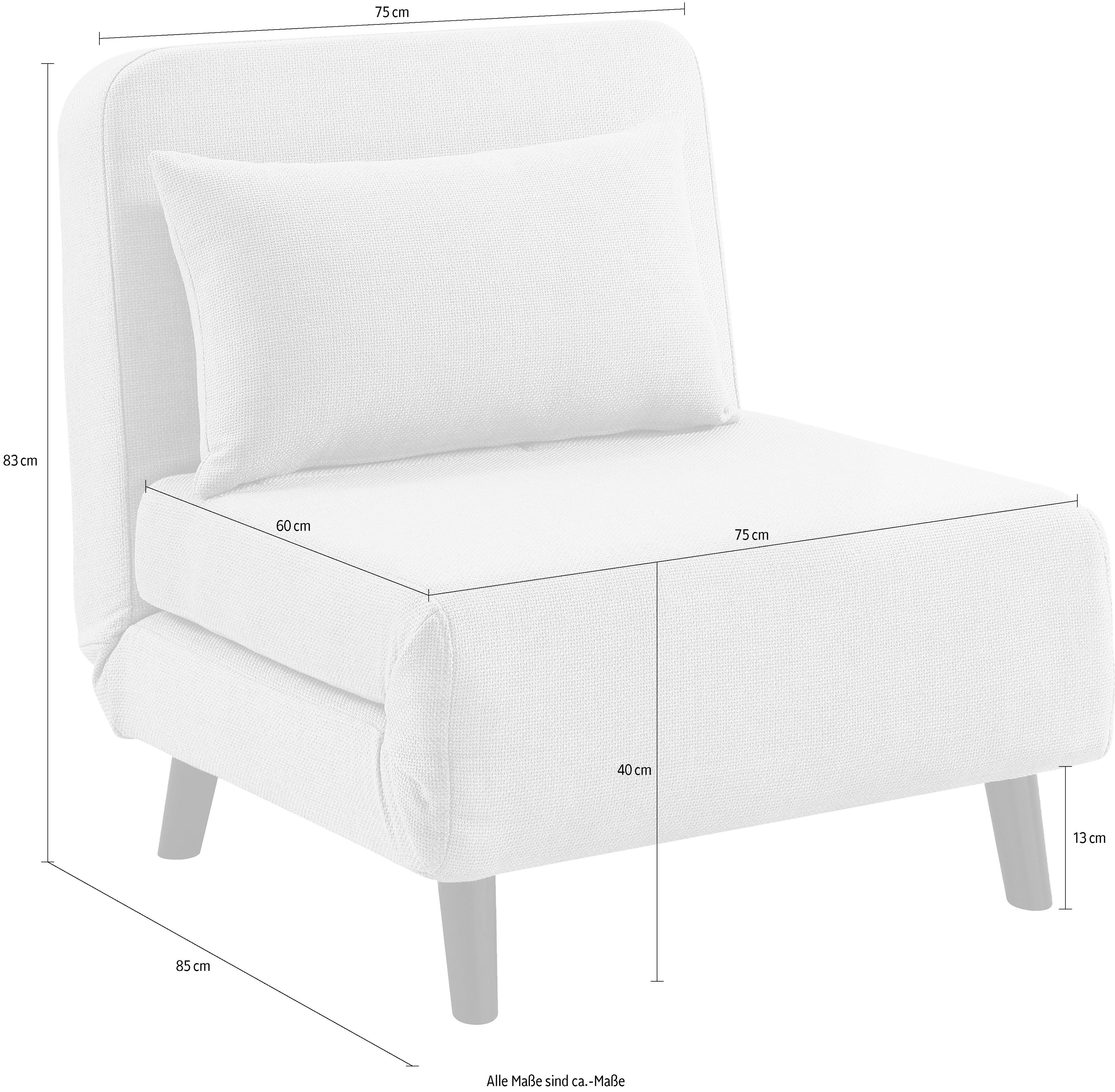 ATLANTIC home collection Fauteuil Robby incl. bedfunctie, meerdere verstelbaar, structuurstof