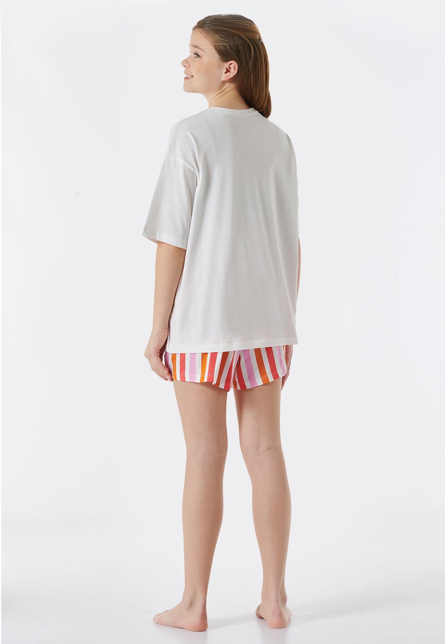 Schiesser Pyjama Nightwear met "have a nice day"-tekst en zomerse bloemenprint (2-delig)