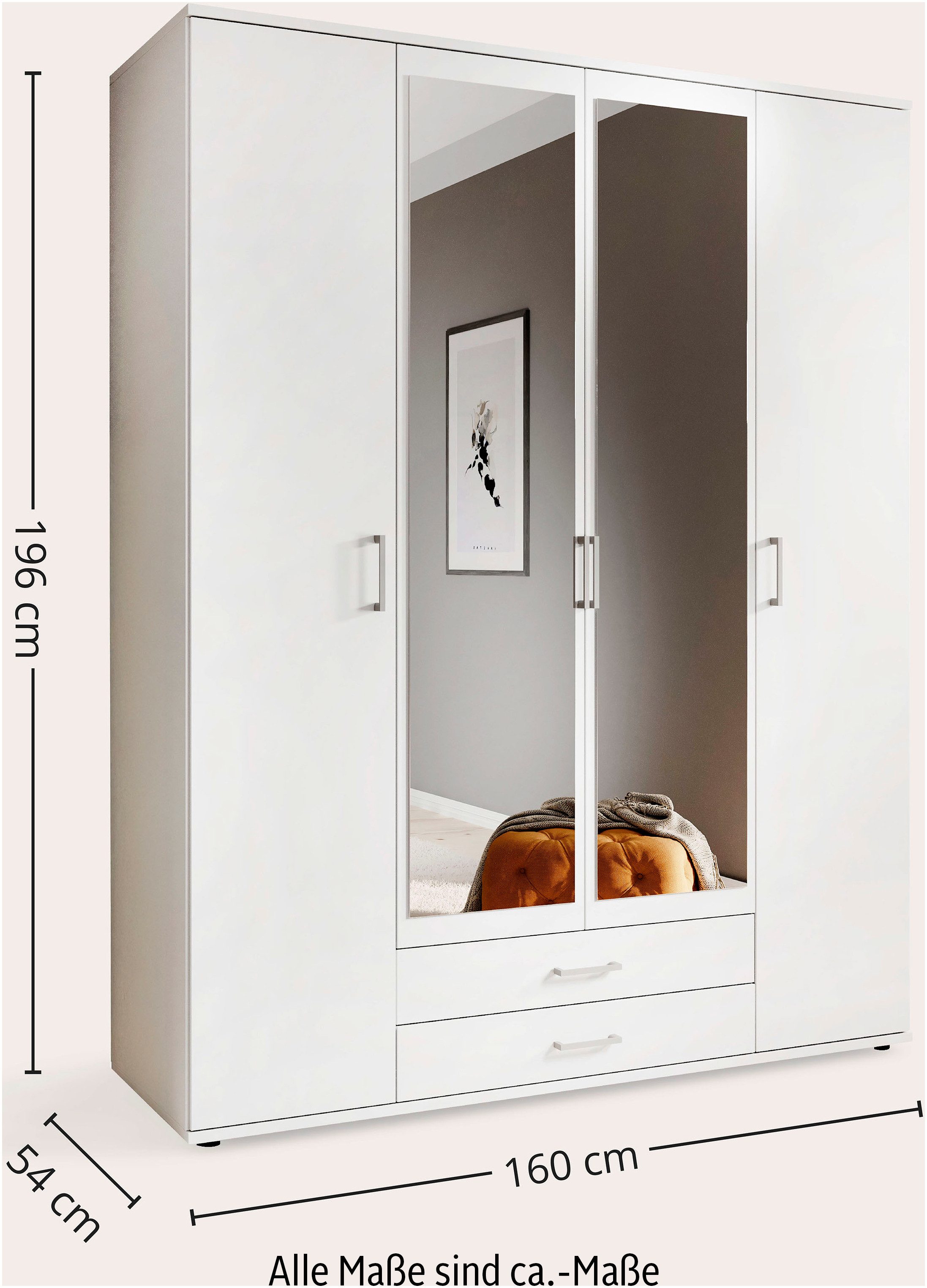 Schlafkontor Kledingkast Karl draaideurkast slaapkamerkast met spiegel garderobe