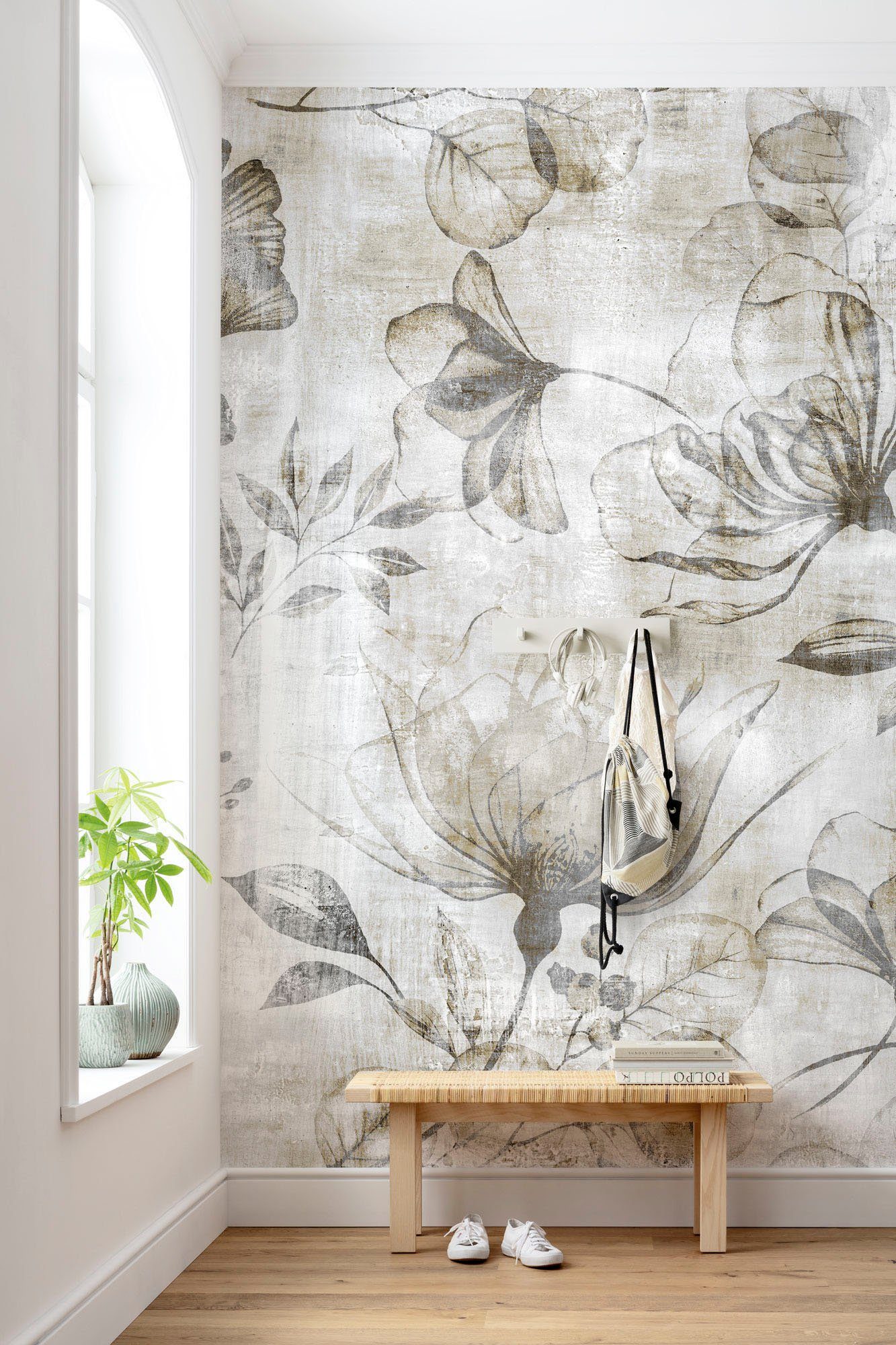 Komar Vliesbehang Digitale print vlies - Rustic Roses - Afmeting 200 x 250 cm (1 stuk)