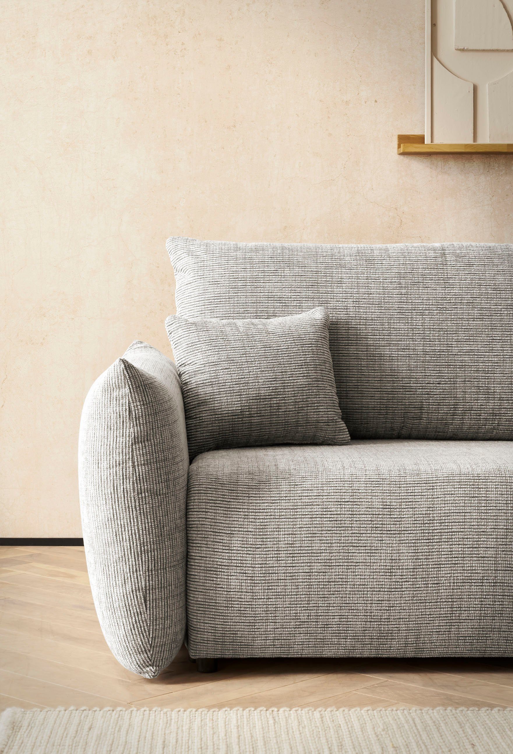 INOSIGN 3-zitsbank MAVAS slaapbank met bedlade ca. 240/108 cm (ligoppervlak 212/145 cm), ribfluweel, chenille, structuur