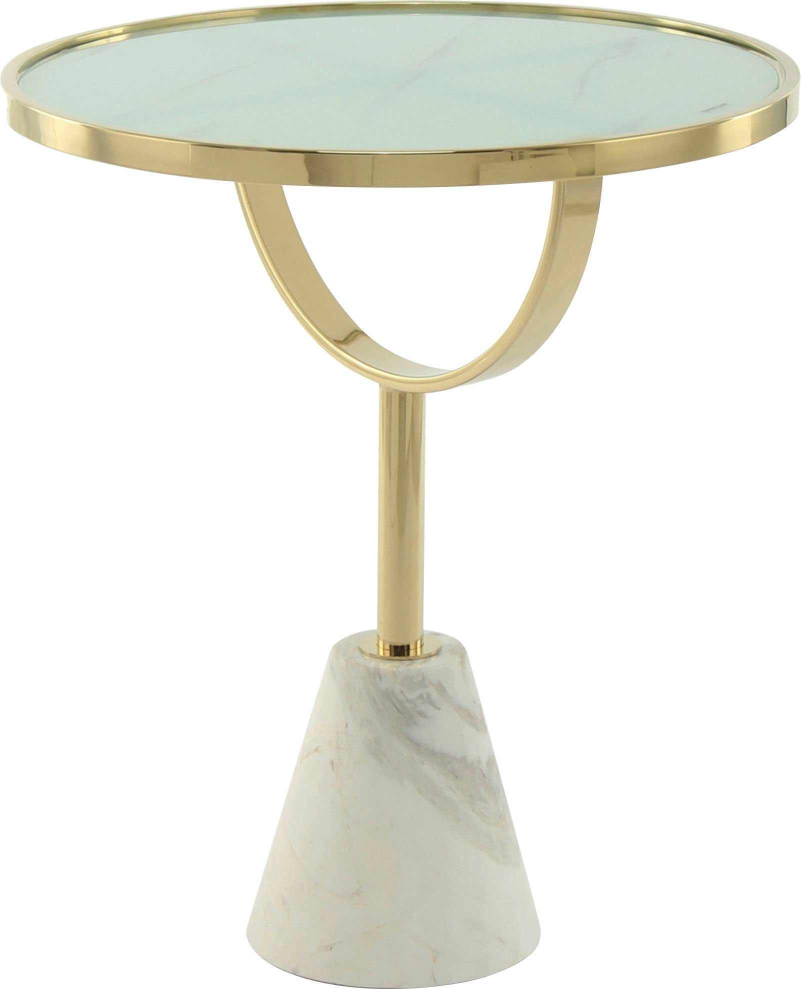 Kayoom Bijzettafel Rocio, opvallend design, stabiele marmeren sokkel opvallend frame, stabiele marmeren voet, gemarmerde glazen plaat (1 stuk)