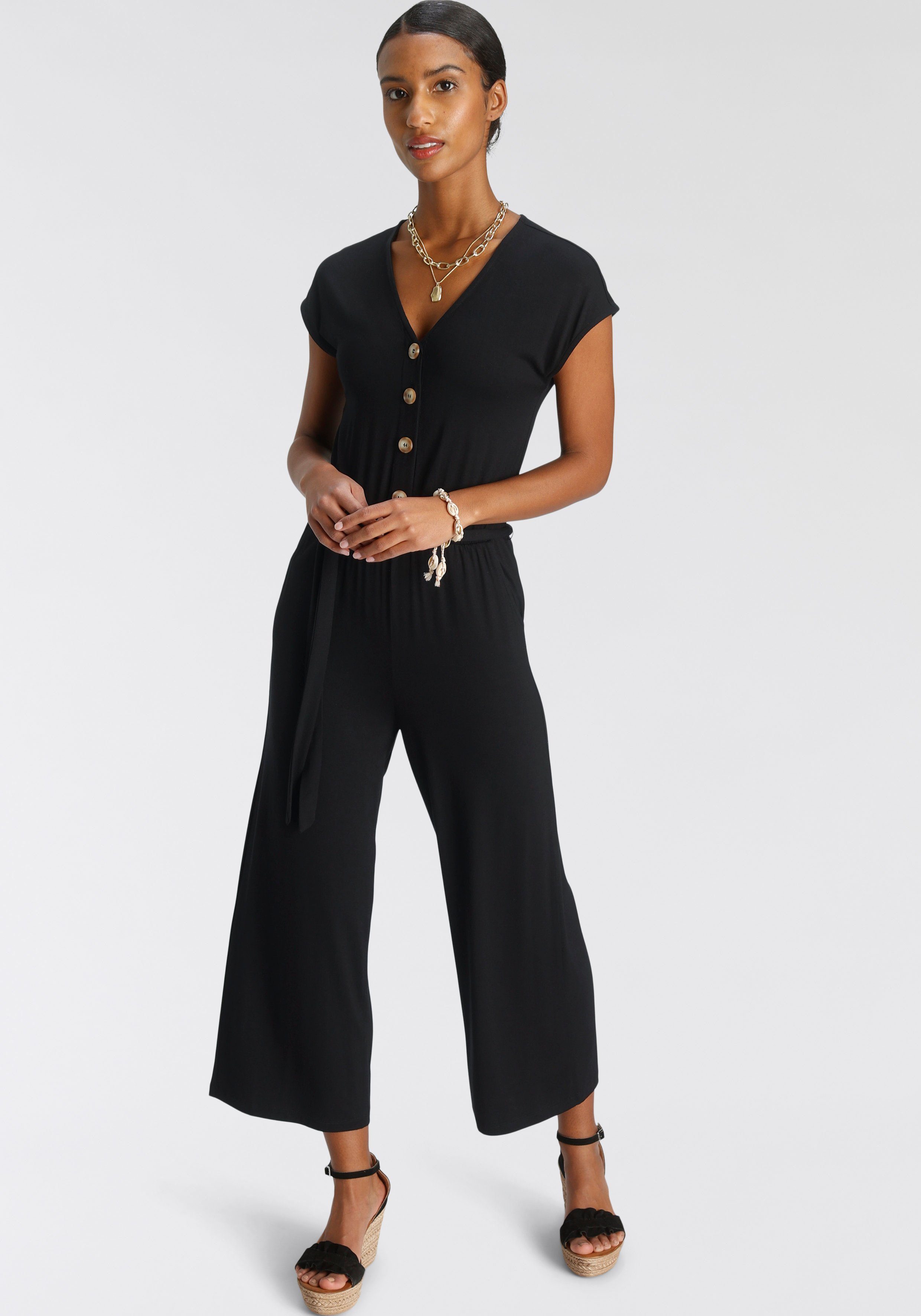 Tamaris Jumpsuit in culotte-stijl met knoopsluiting