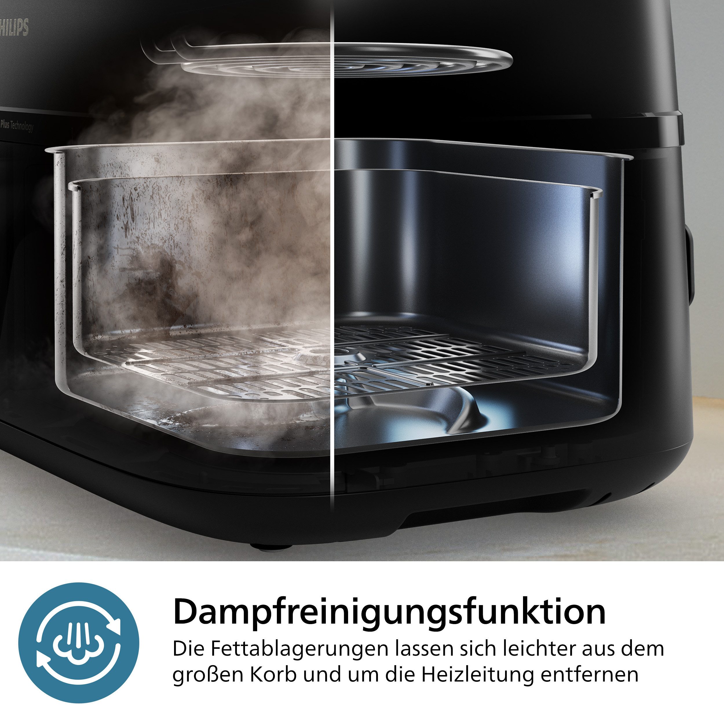 Philips Airfryer Steam Airfryer 5000 Dual Basket NA555/00, Airfryen & Dampfgaren, 3L+6L
