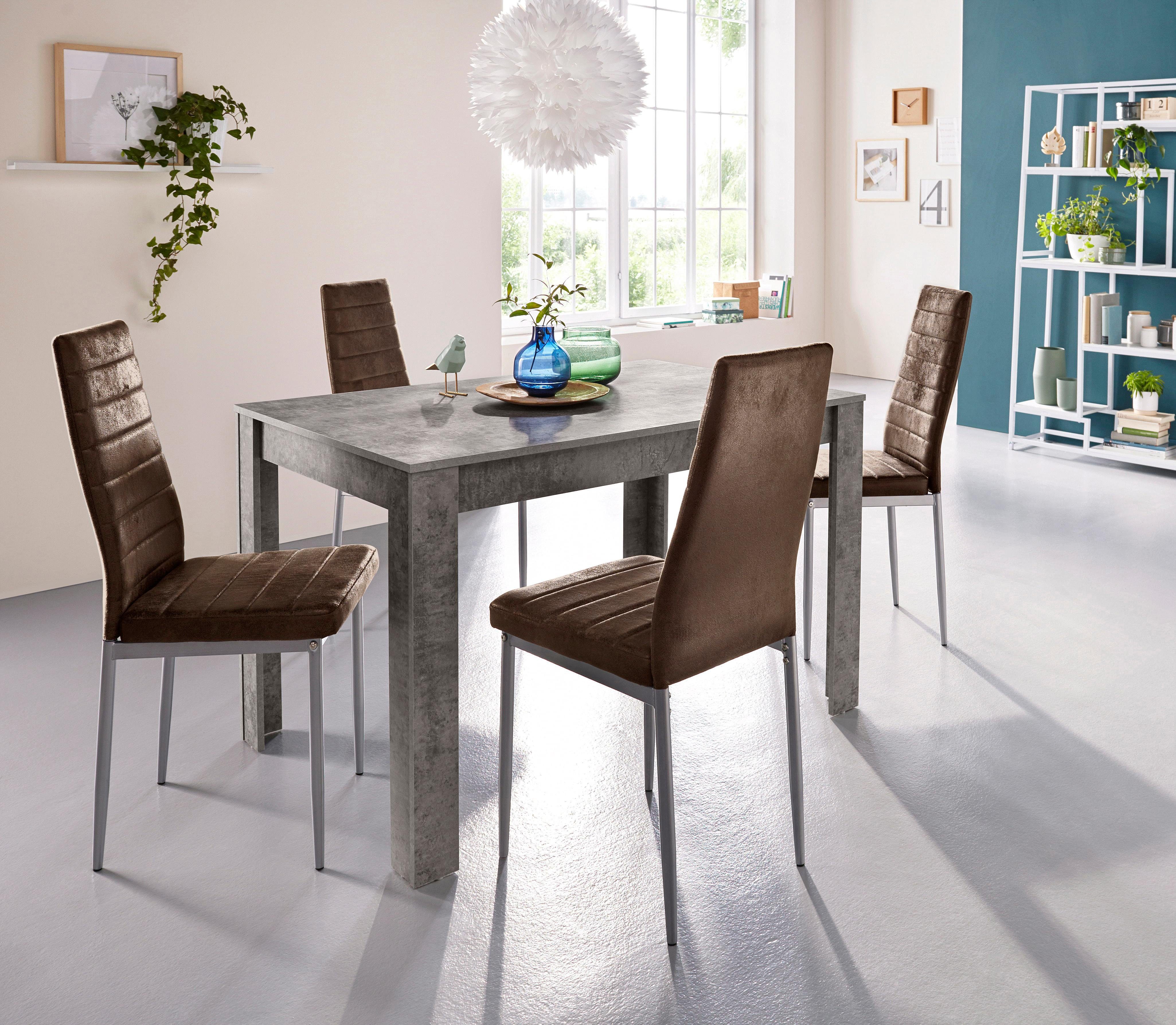 my home Eethoek 0 met eettafel lynn, breedte 120 cm en 4 x stoel kate (set, 5-delig)