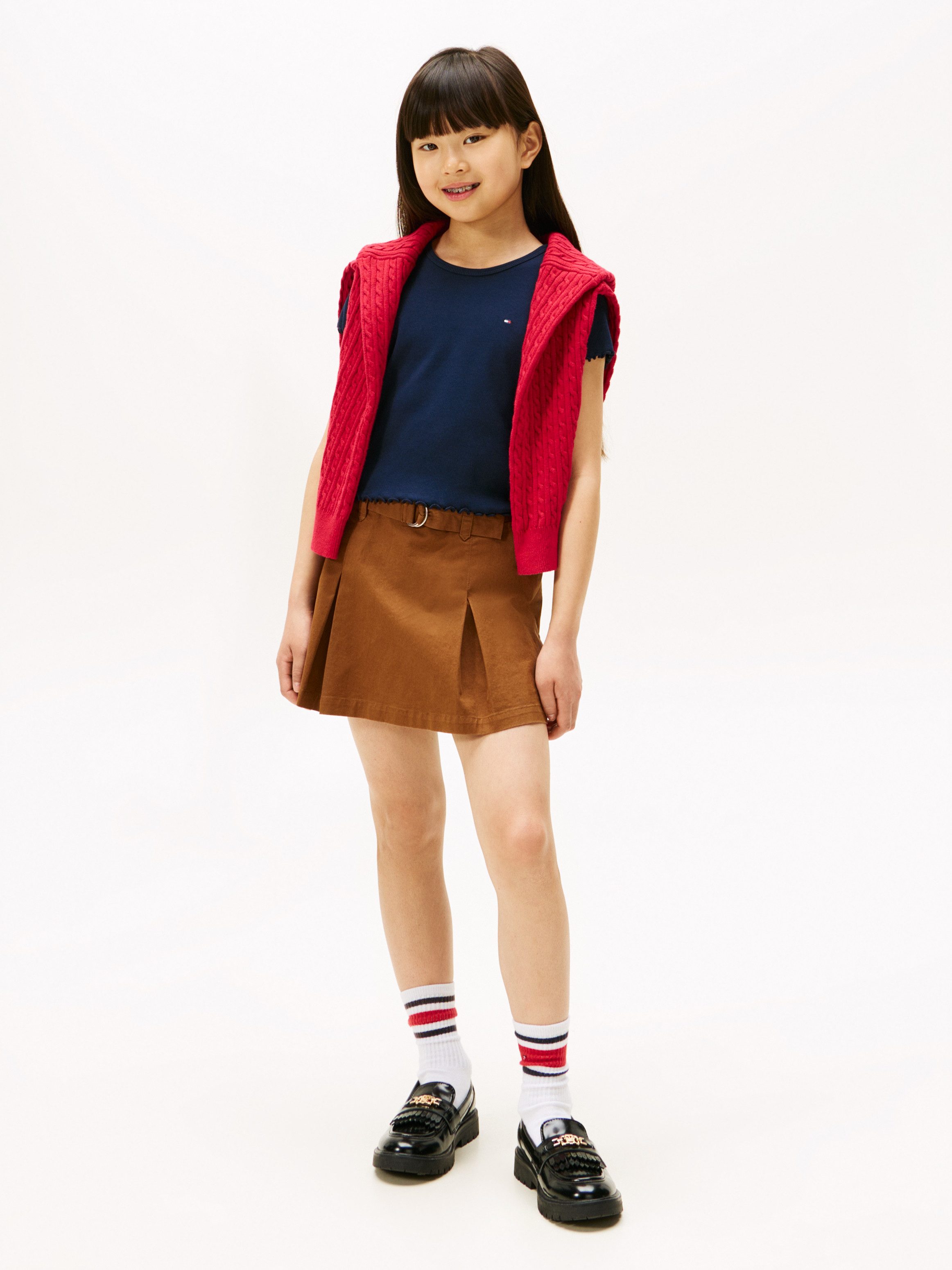 Tommy Hilfiger T-shirt ESSENTIAL RIB TOP SS met babylock-randen, met logo-borduursel