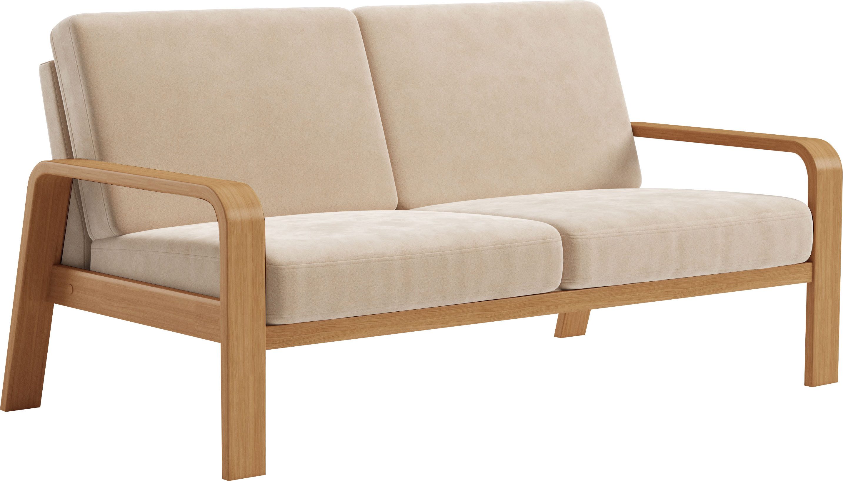 sit&more 2,5-zitsbank Kolding Armleuningen van eikenkleurig beukenhout, verschillende bekledingen en kleuren