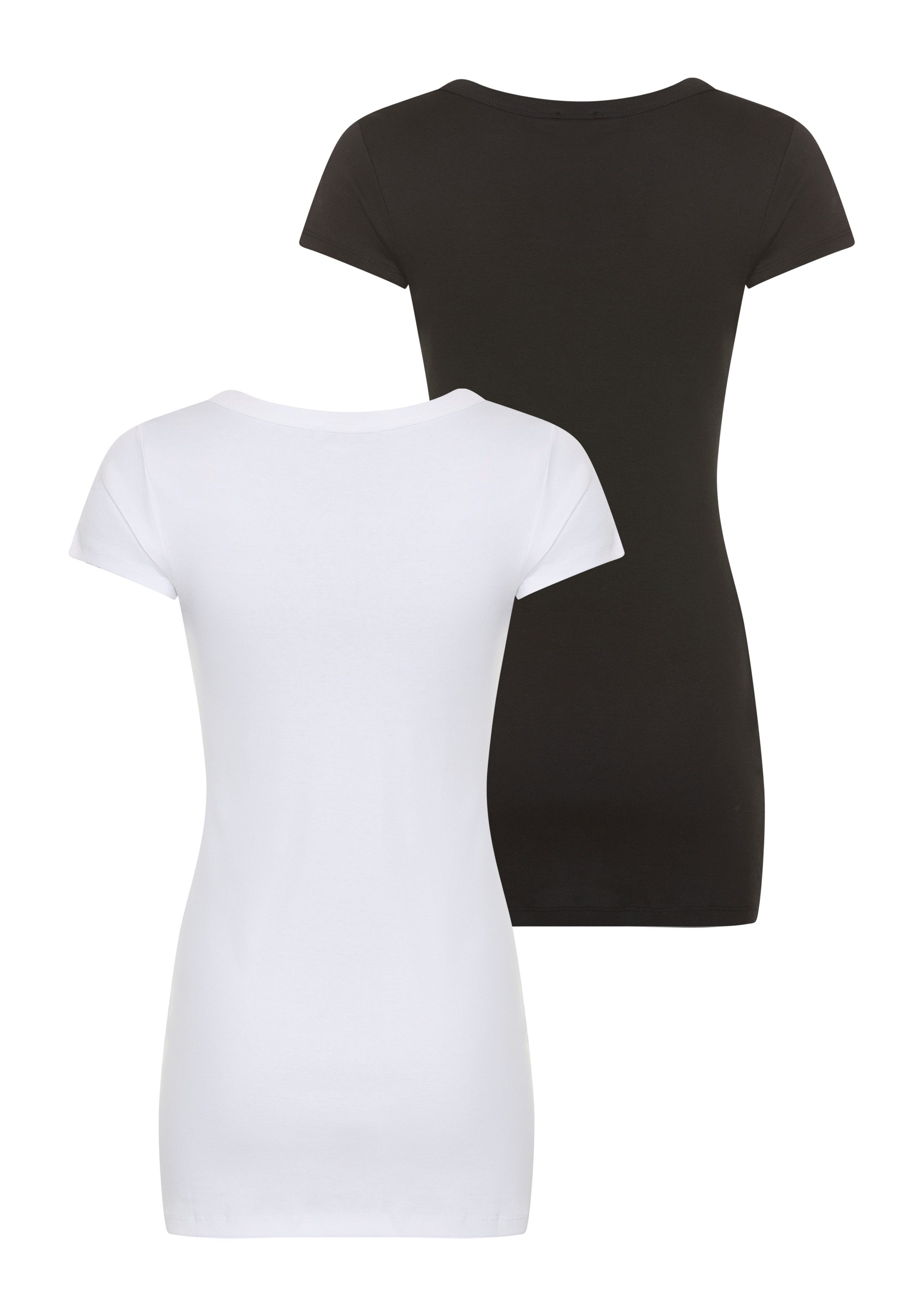 Flashlights T-shirt figuurvolgende snit, effen, ronde hals (Set van 2)