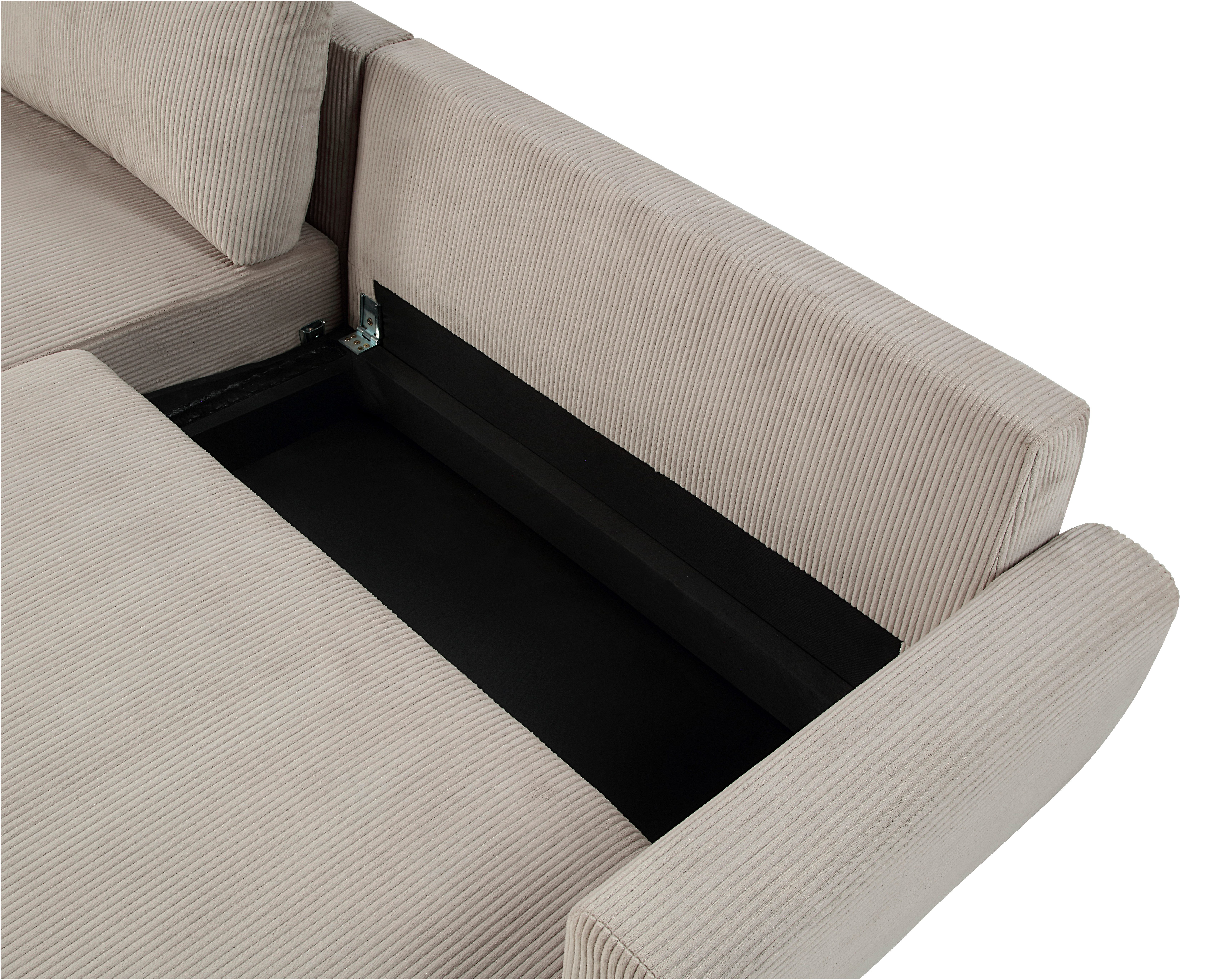 ATLANTIC home collection Hoekbank Leonid L-vorm met slaapfunctie en bedkist