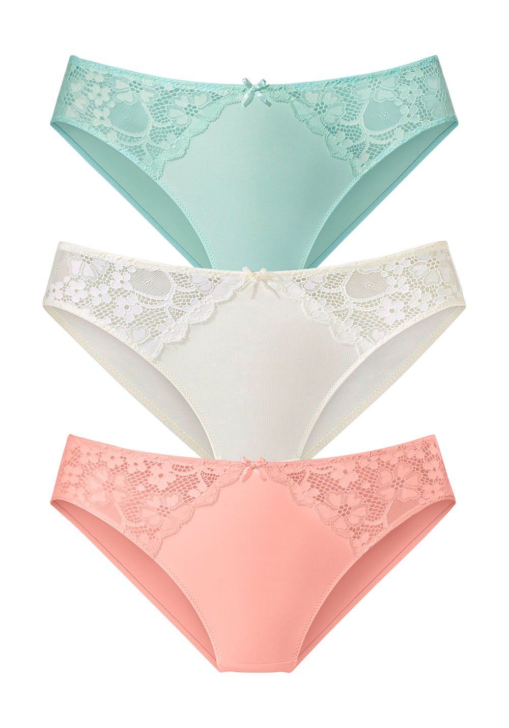 Petite fleur Slip met iets transparante jacquard-kant aan beide kanten opzij (3 stuks)
