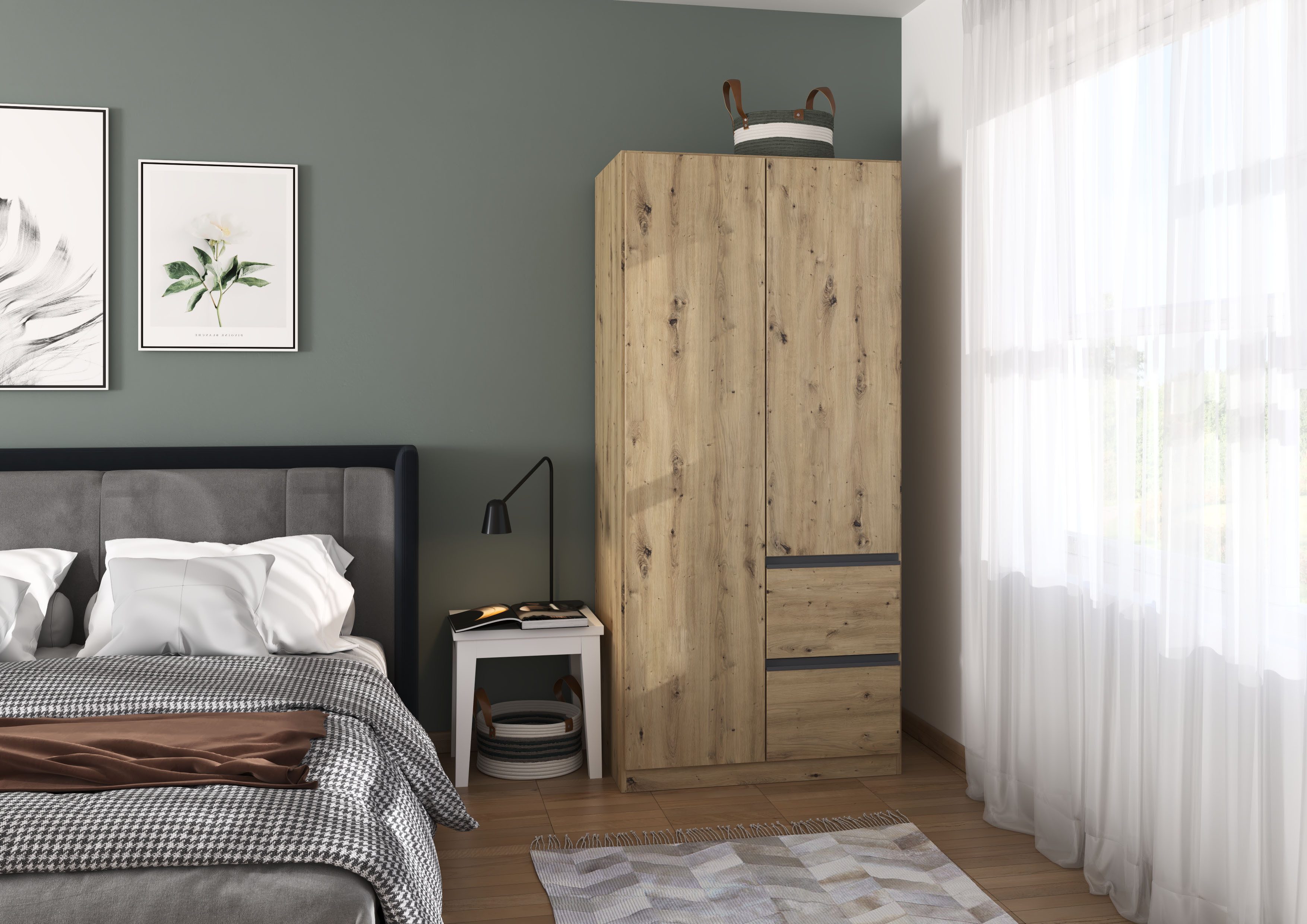 rauch Draaideurkast Kledingkast Kast Garderobe Wasmand COSTA Breedte 91 cm greeploze front met push-to-open functie MADE IN GERMANY