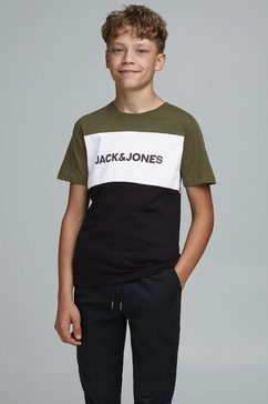 jack  jones junior t-shirt jjelogo blocking tee ss groen
