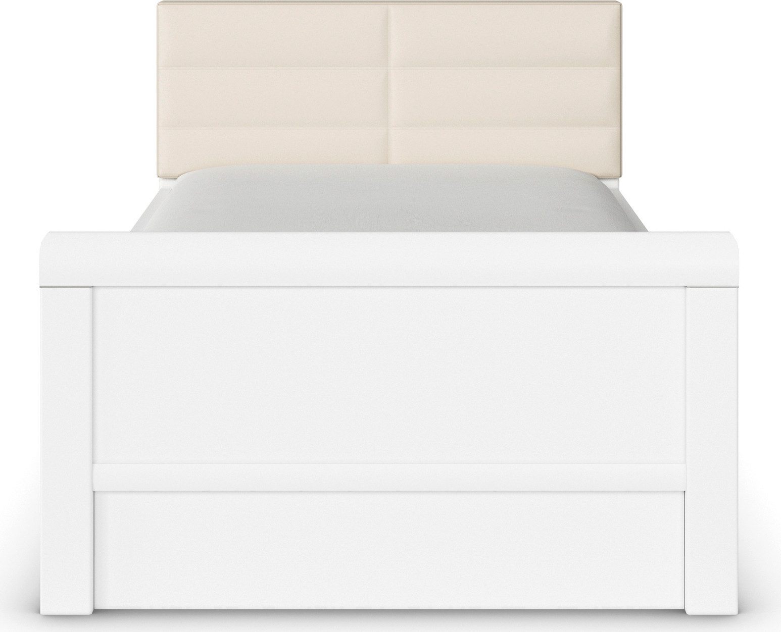 rauch Ledikant met bergruimte Bed Eenpersoons Stollenbed Bedkasten EVELYN in comfortabele hoogte met gestoffeerd hoofdeinde en lades made in germany