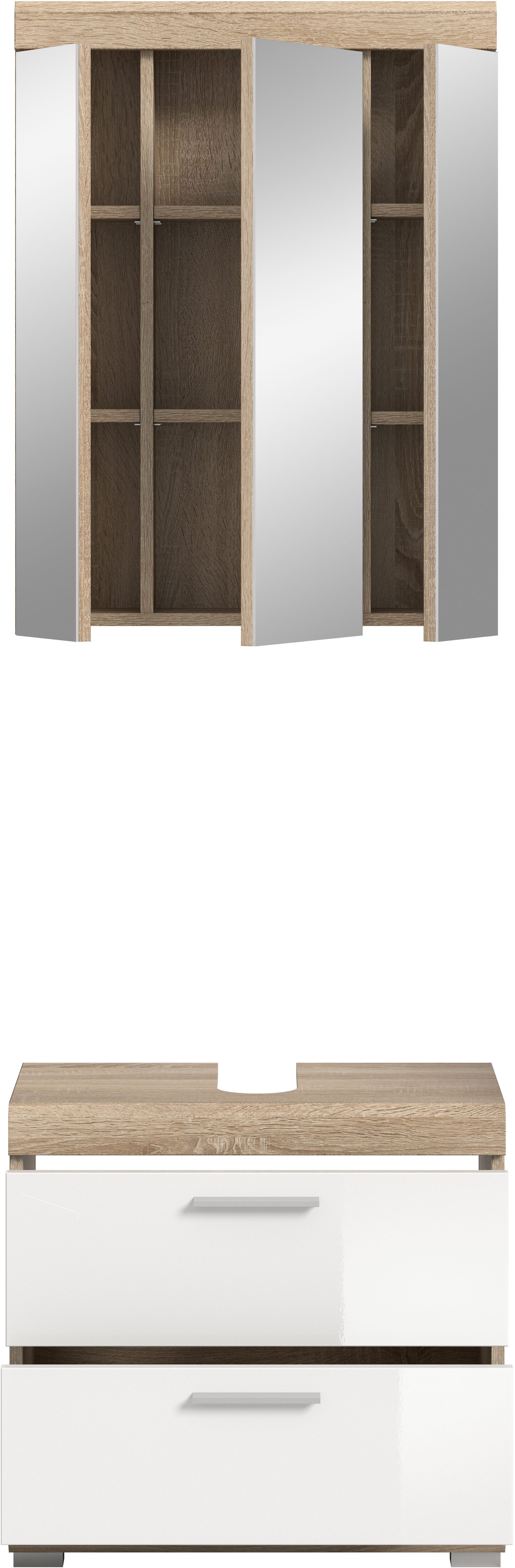 INOSIGN Badkamerserie Siena, 2-delig, bestaande uit: onderkast voor wastafel, spiegelkast in verschillende kleuren verkrijgbaar, badkamermeubels, combinatie, badkamer (set, 2-delig)
