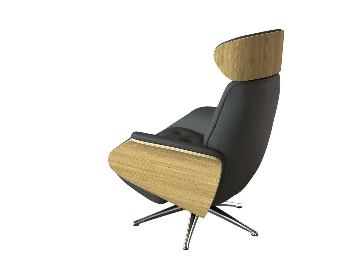 FLEXLUX Relaxfauteuil Volden praktische elektrische fauteuil Maat M, elektrische rug- en voetensteun, accu, armleuning Eiken, aluminium voet