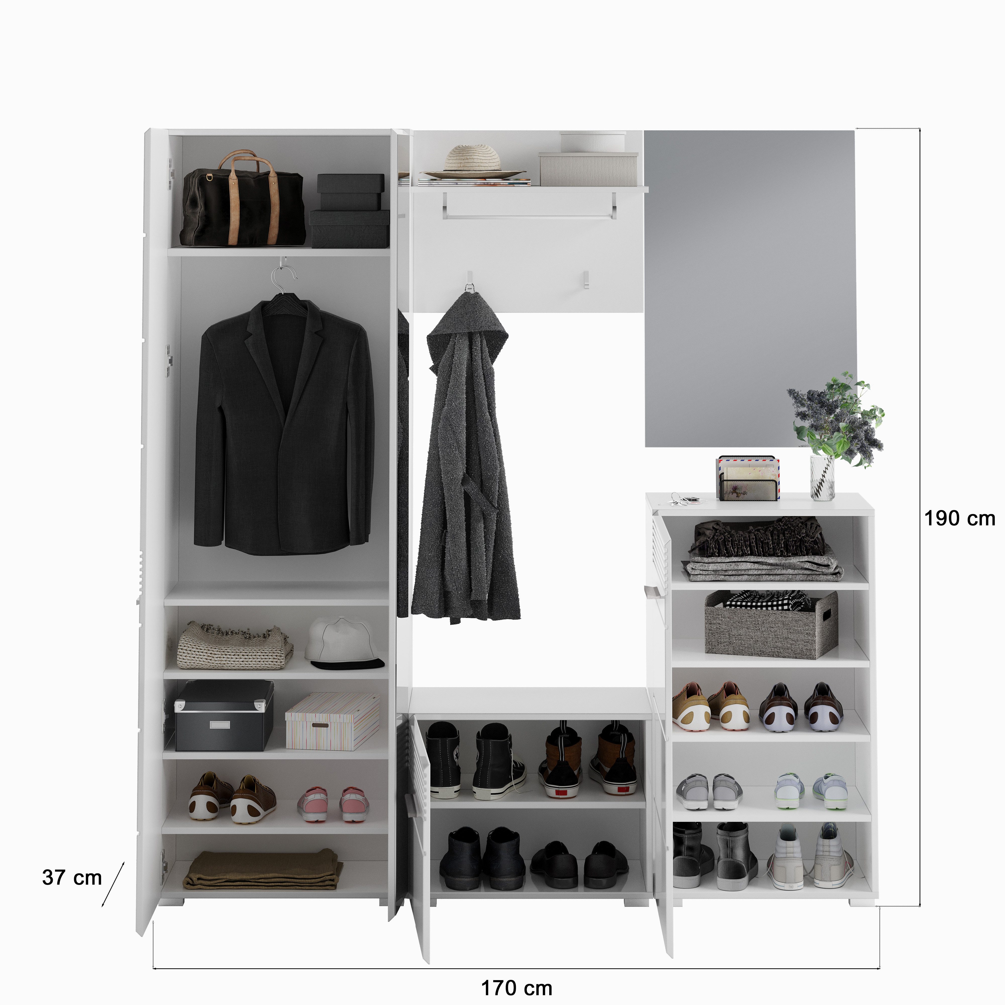 INOSIGN Halmeubelset Malmö, Breedte 170 cm, MDF Front met groeffrezing, 5-delig, bestaande uit: (5-delig)