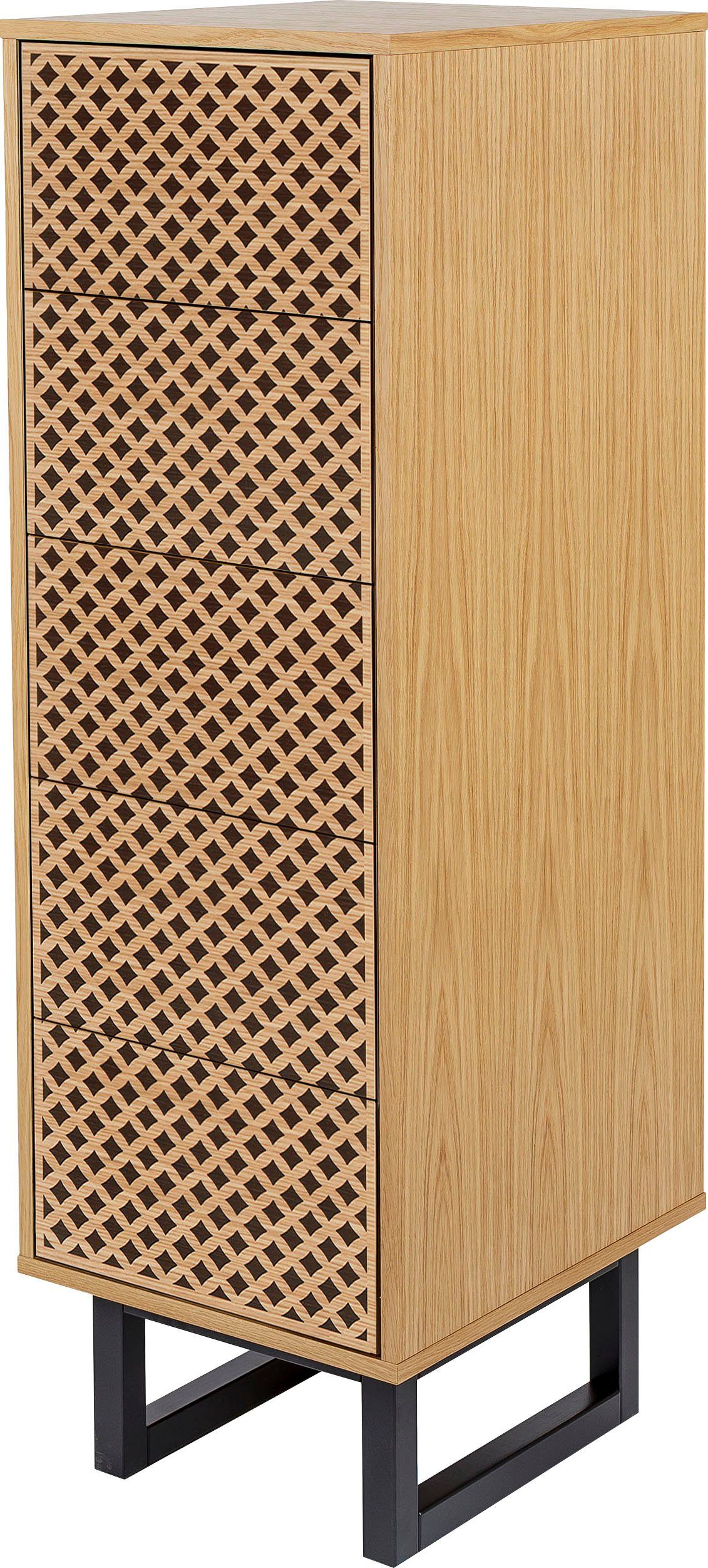 Woodman Hoge kast in scandinavisch design, met bijzondere print
