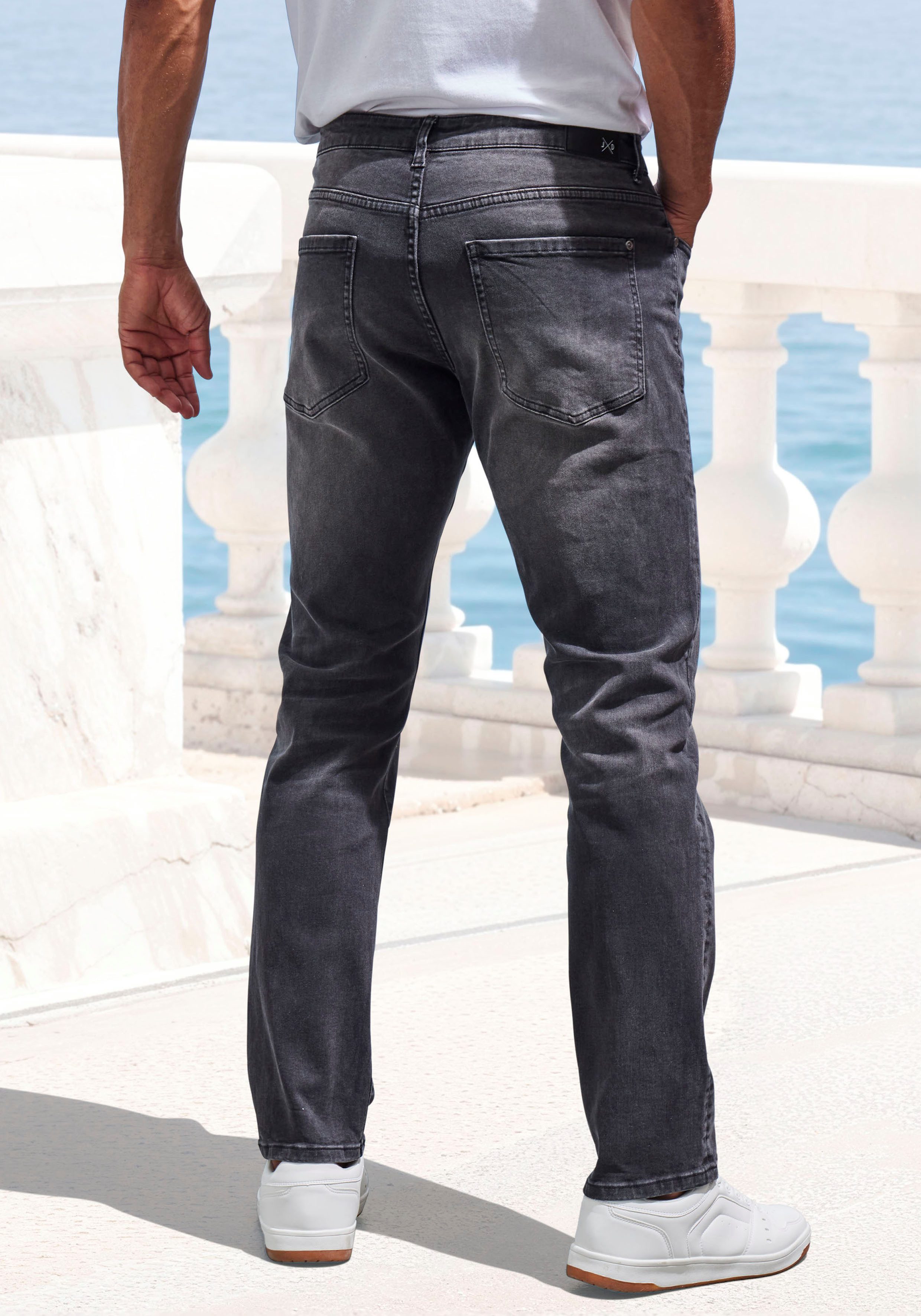 John Devin 5-pocket jeans Straight-fit Jeans in elastische denimkwaliteit