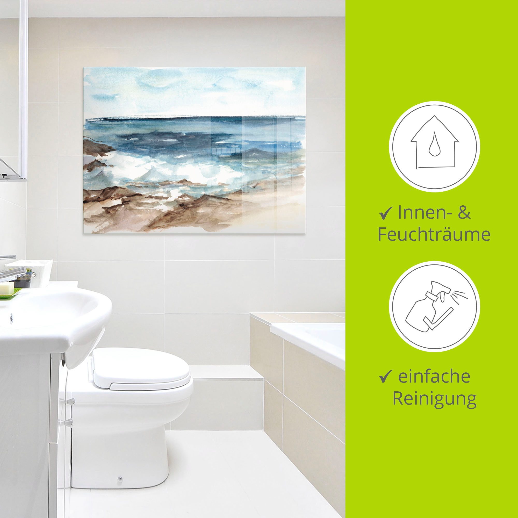 Artland Print op glas Waterverf kust V in verschillende maten