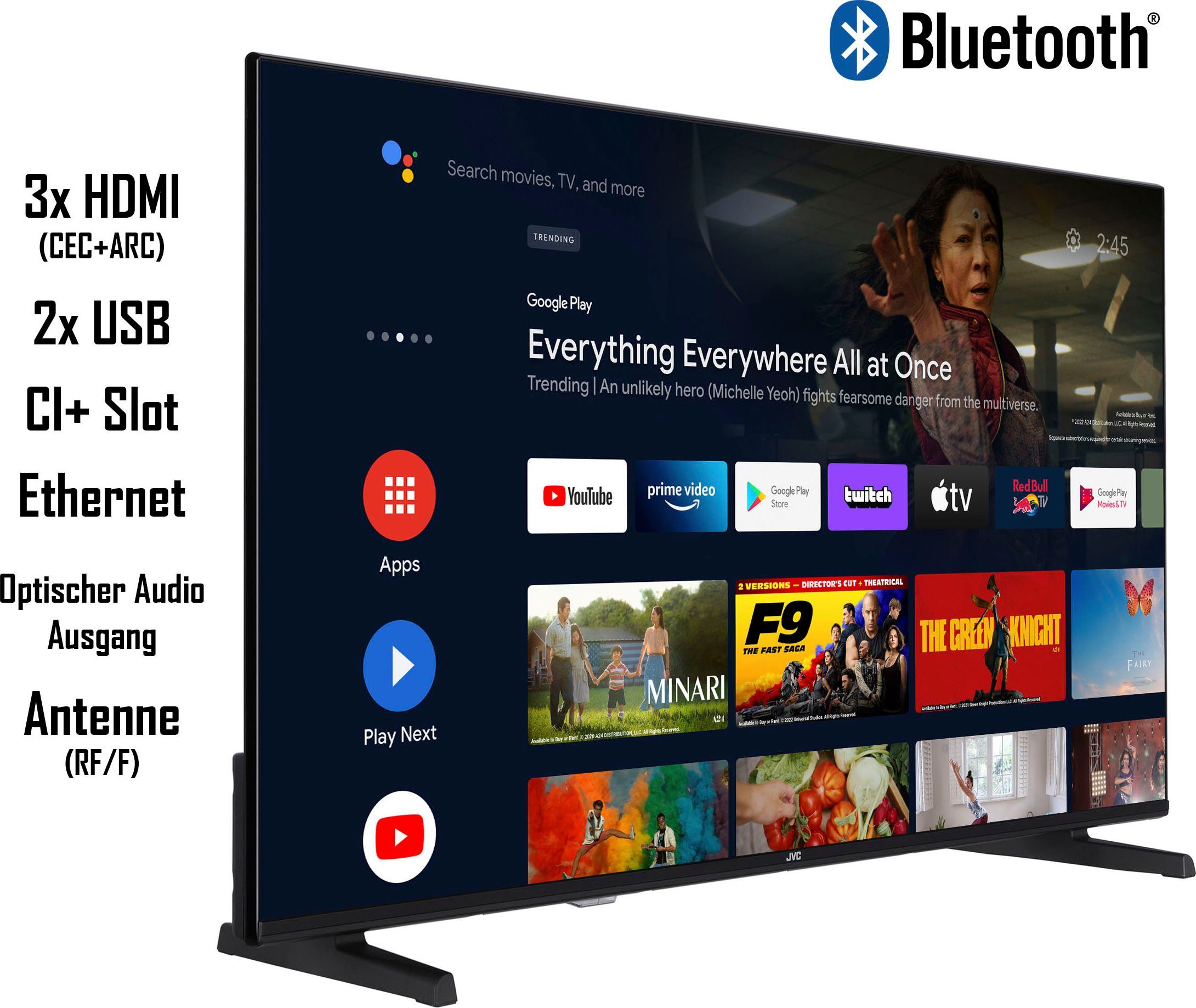 JVC Led-TV LT-43VA3355, 108 cm / 43", 4K Ultra HD, Android TV - Smart TV