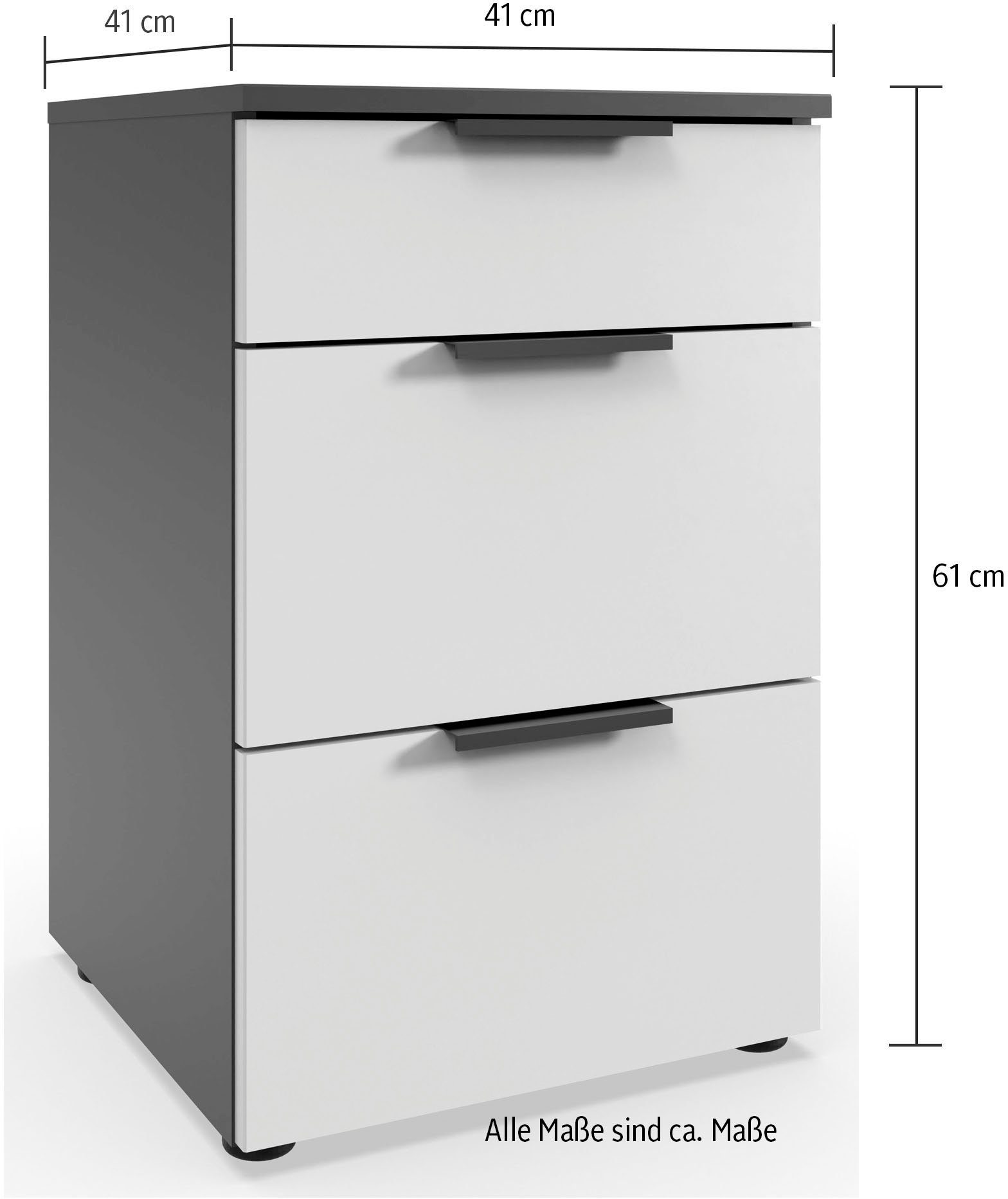 Wimex Nachtkastje Level by fresh to go 3 lades met soft-close functie, 41 cm breed, 61 cm hoog