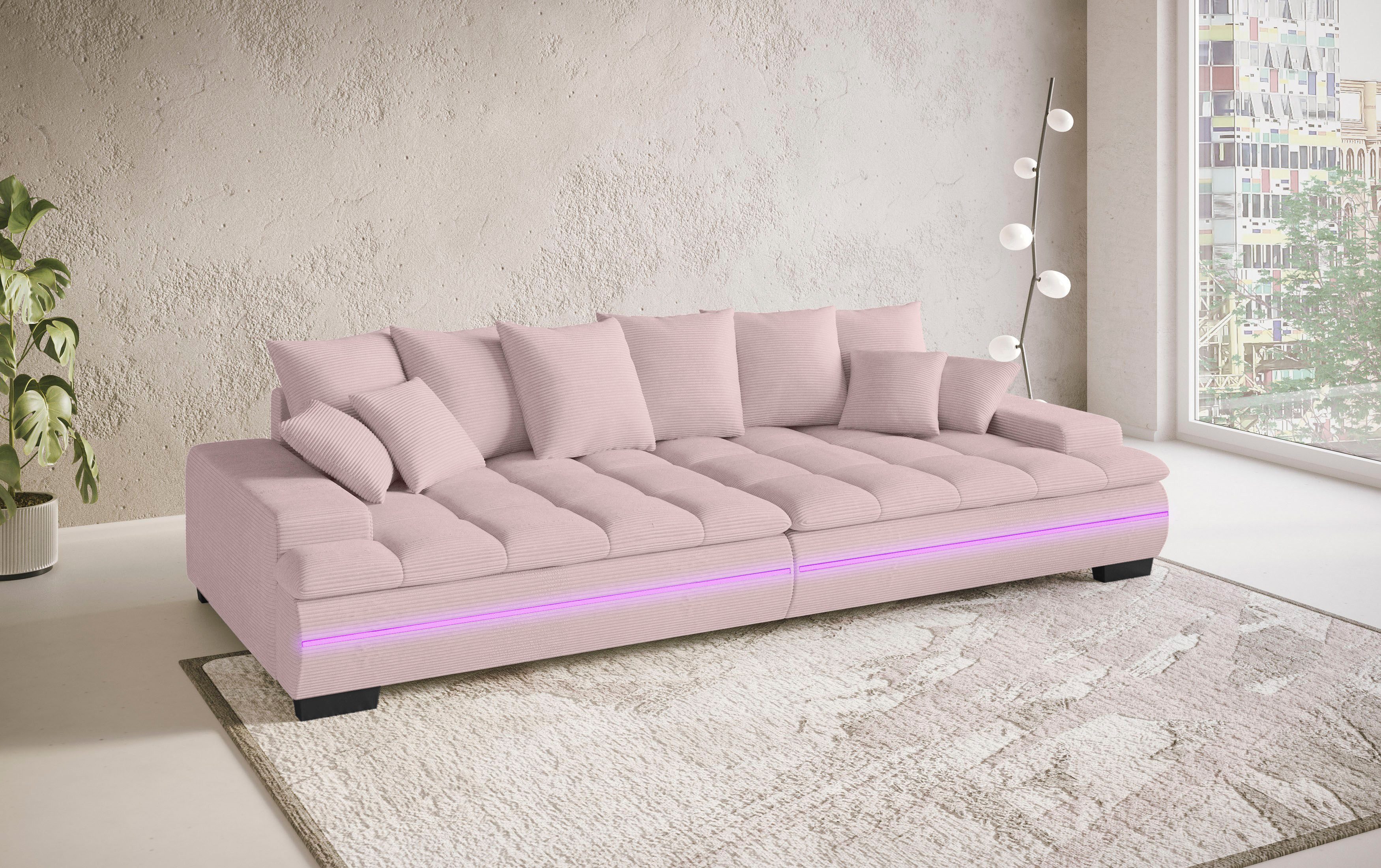 Mr. Couch Megabank Haiti II RGB-LED RGB-LED verlichting, met ambachtelijk gemaakte comfort-stiksel
