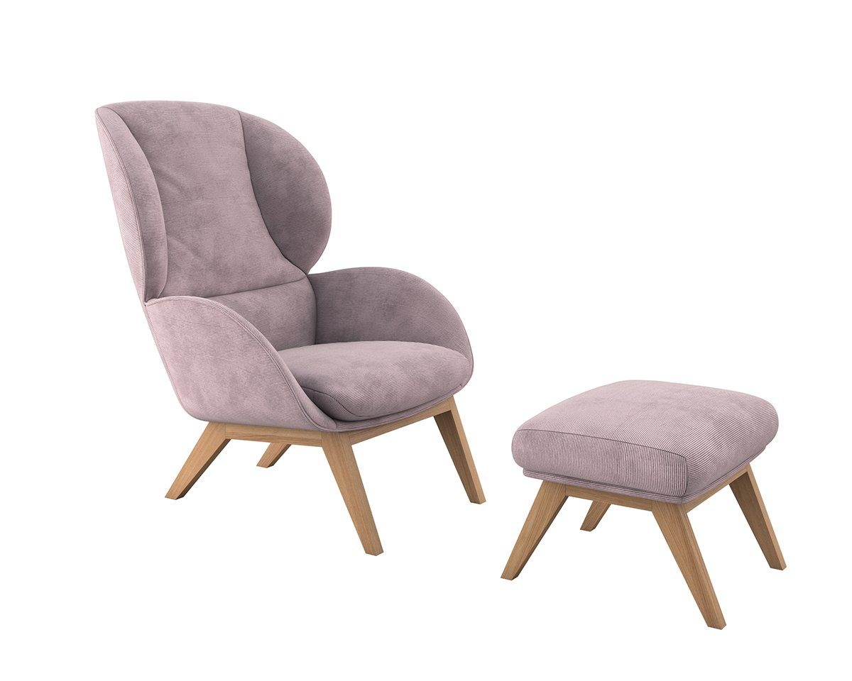 FLEXLUX Oorfauteuil Adria Stijl & comfort, organische vorm, eikenhouten voet