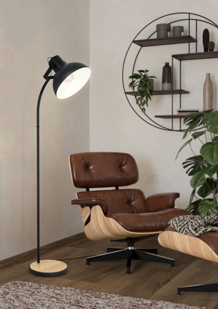EGLO Staande lamp LUBENHAM Staande lamp, vintage, staal en hout, IP20, E27, woonkamerlamp (1 stuk)