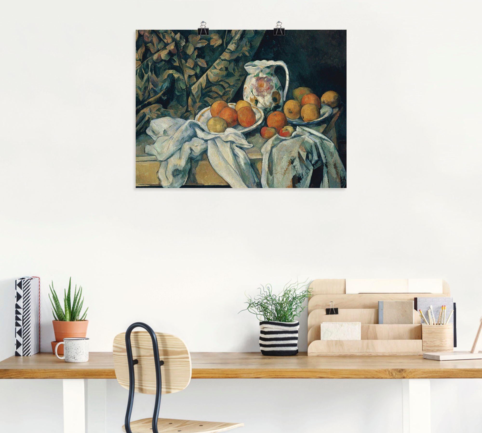 Artland Artprint Stilleven met perziken en flessen als artprint op linnen, muursticker of poster in verschillende maten