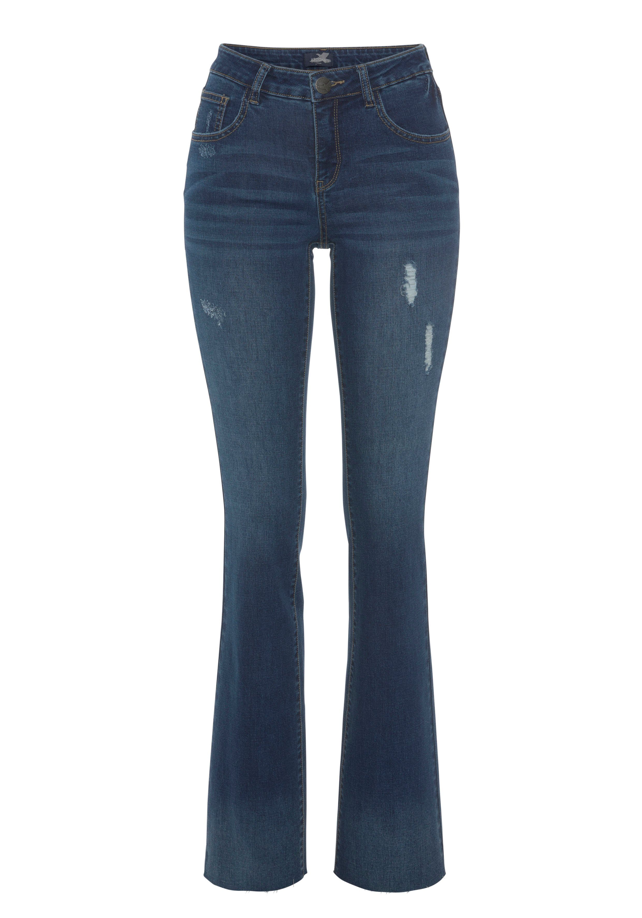 Arizona Bootcut jeans Ultra Stretch uitlopende pasvorm, modieuze used-look, normale taille