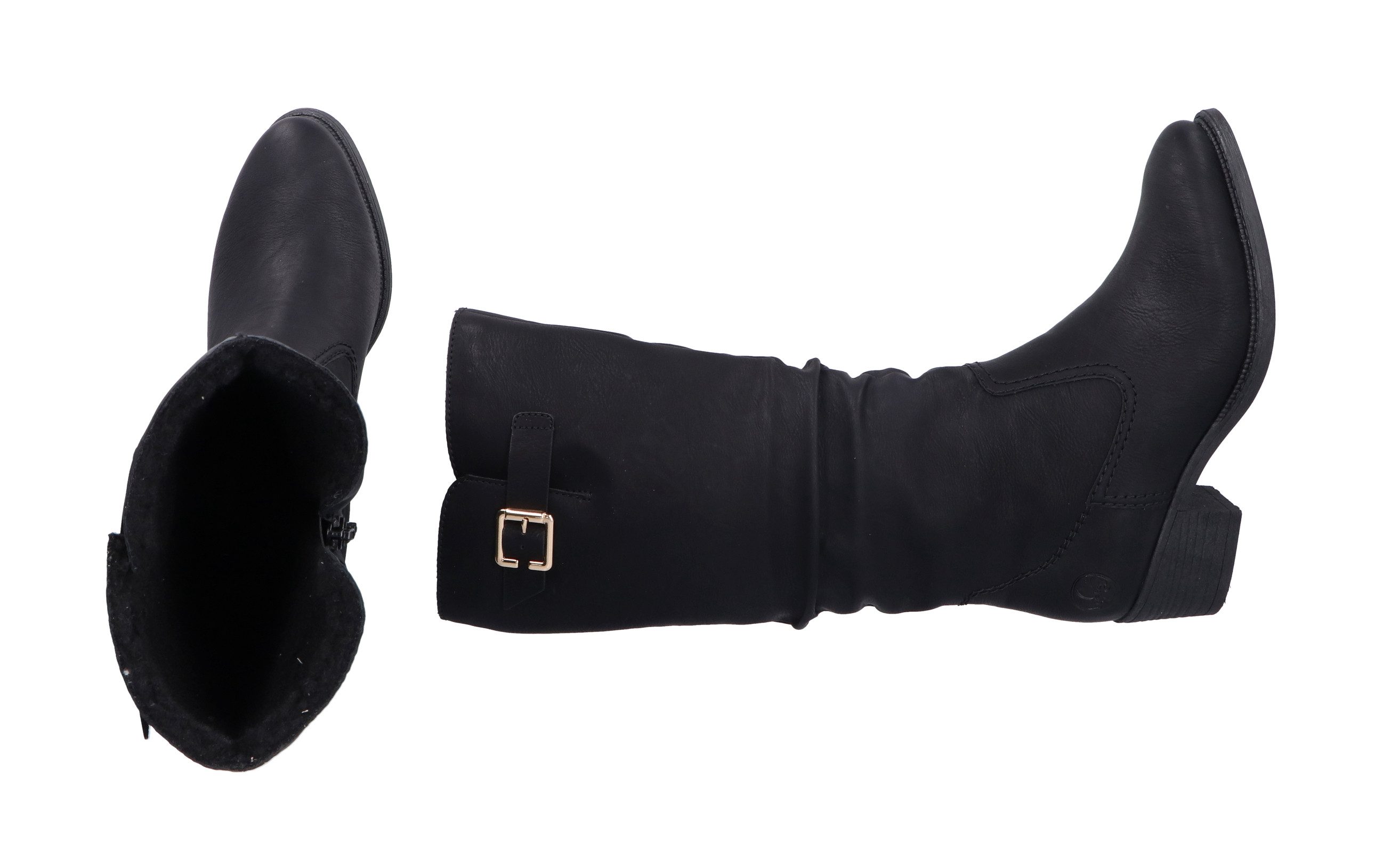 Rieker Winterlaarzen , lange laarzen, blokhak, binnenrits, slouchy schacht