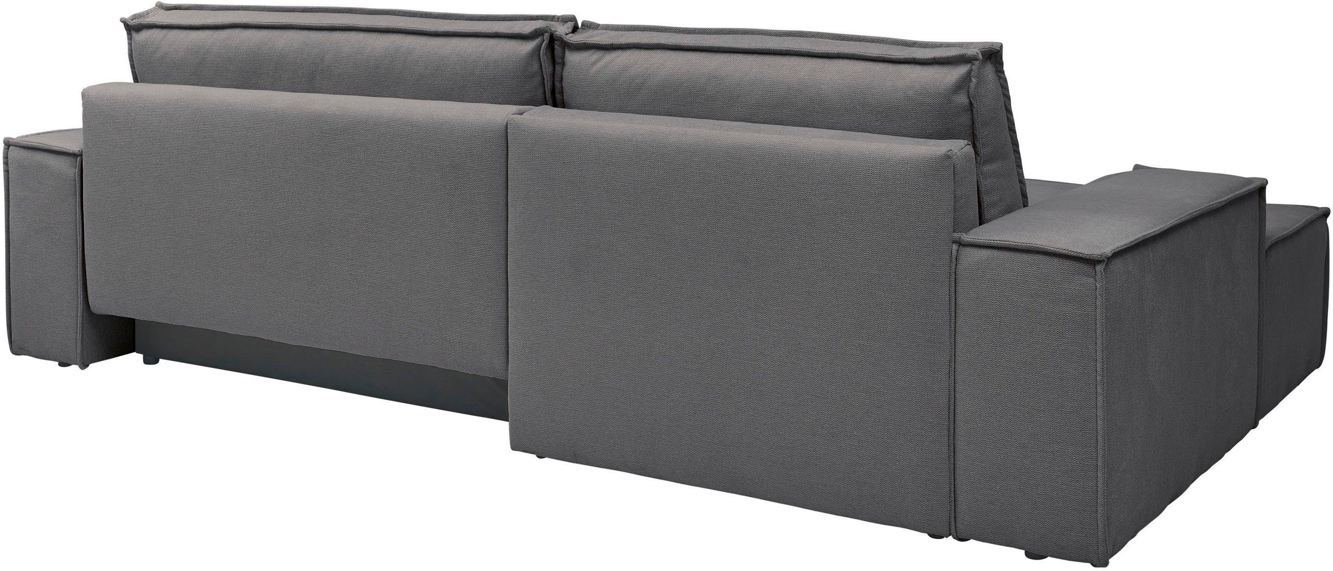 andas Hoekbank Finnley slaapbank 267 cm in Bouclé, fijne structuur en cord, L-vorm